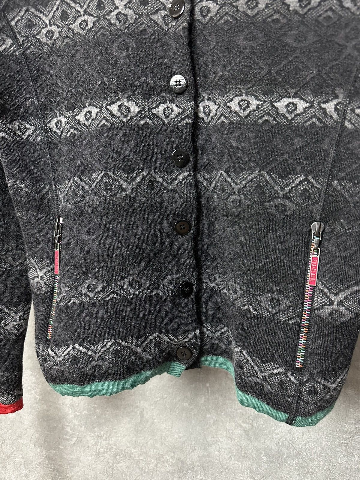 Designer Eva & Claudi Wool Knitted Grey Zip Pocket Cardigan Size L / US 10 / IT 46 - 4 Thumbnail