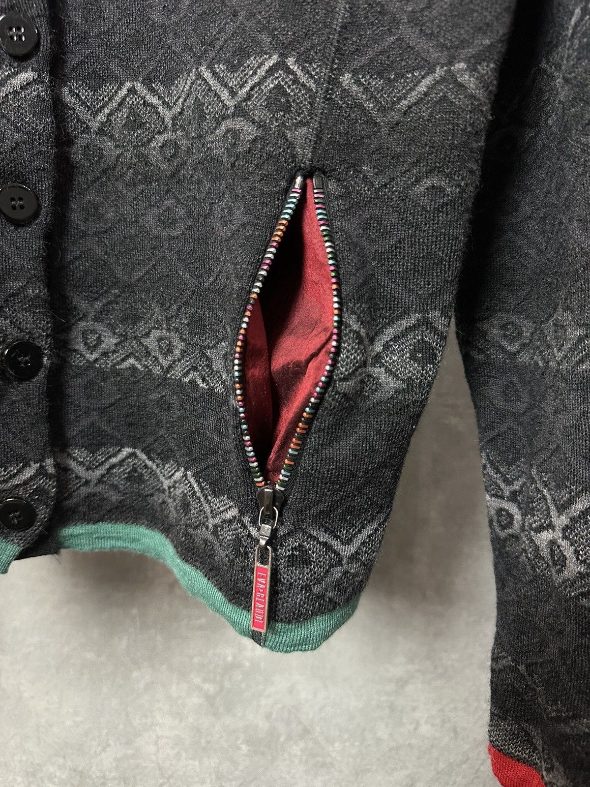 Designer Eva & Claudi Wool Knitted Grey Zip Pocket Cardigan Size L / US 10 / IT 46 - 8 Thumbnail