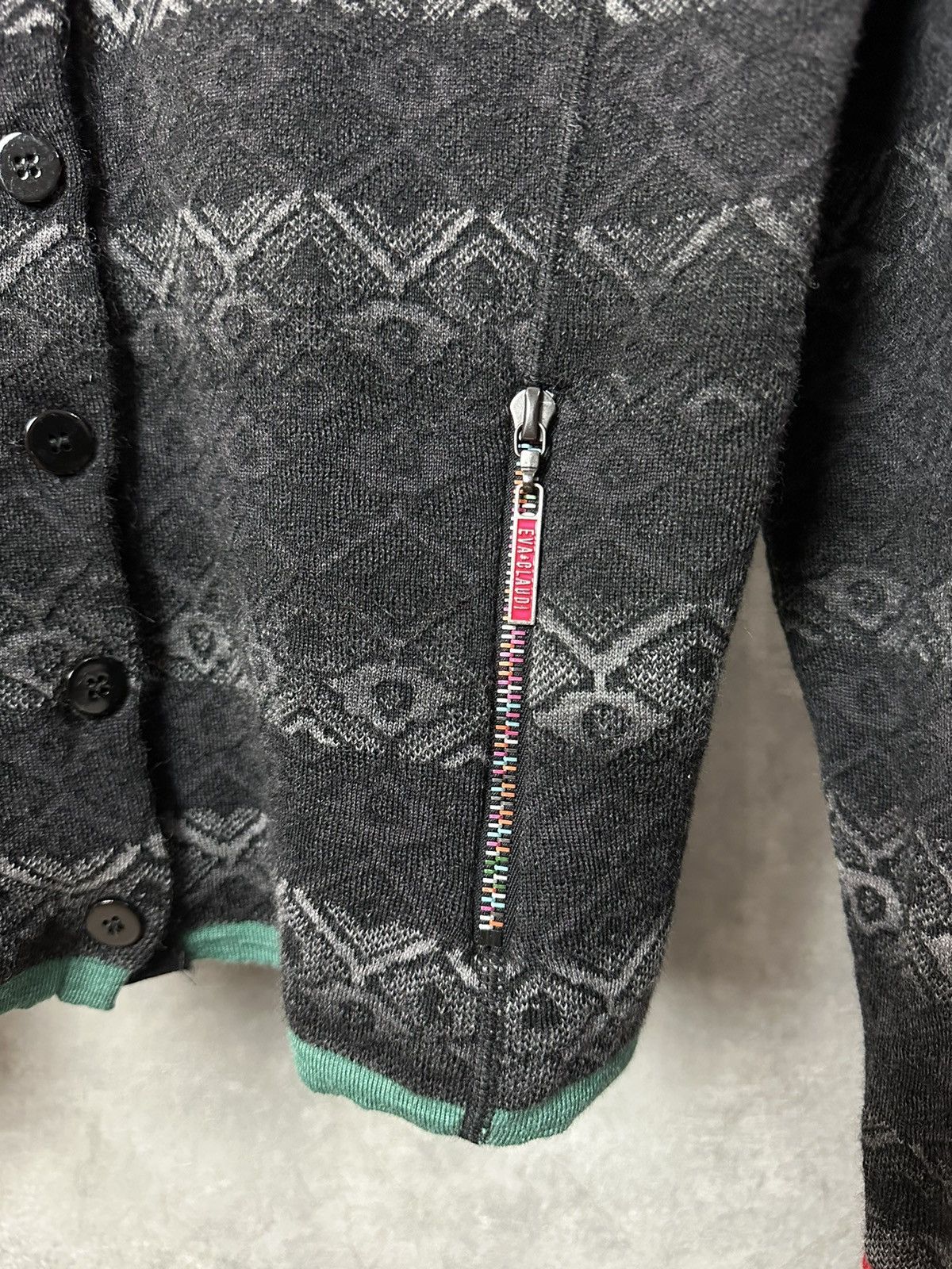 Designer Eva & Claudi Wool Knitted Grey Zip Pocket Cardigan Size L / US 10 / IT 46 - 7 Thumbnail