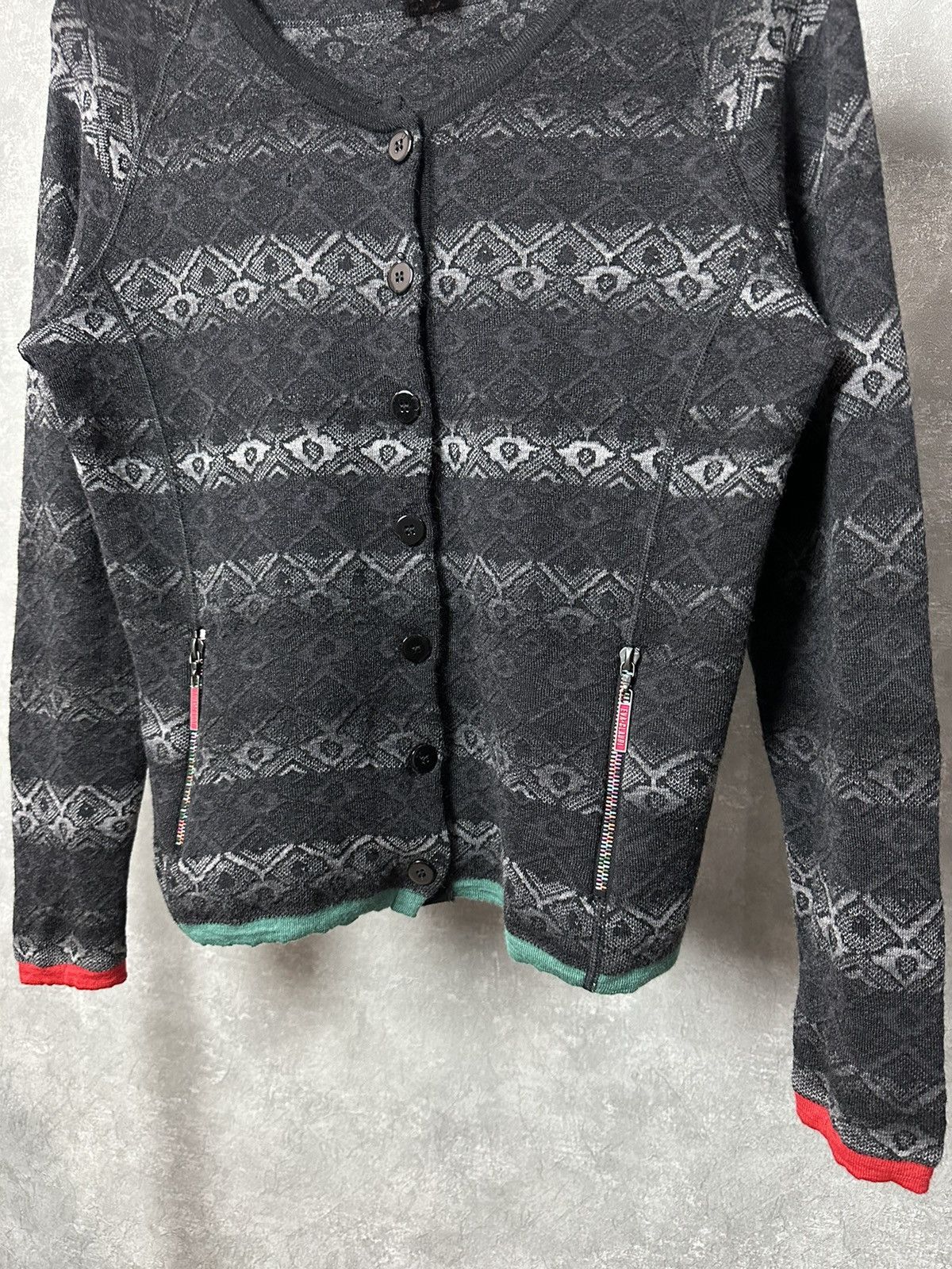 Designer Eva & Claudi Wool Knitted Grey Zip Pocket Cardigan Size L / US 10 / IT 46 - 3 Thumbnail