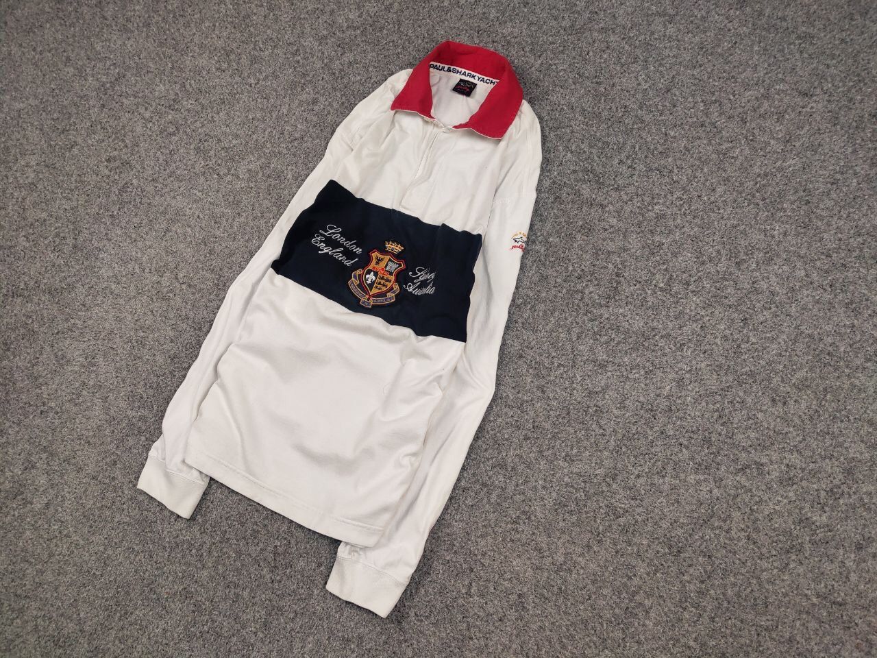 Paul & Shark Vintage 90's Paul & Shark rugby long sleeve Logo Jersey Size US XL / EU 56 / 4 - 3 Thumbnail