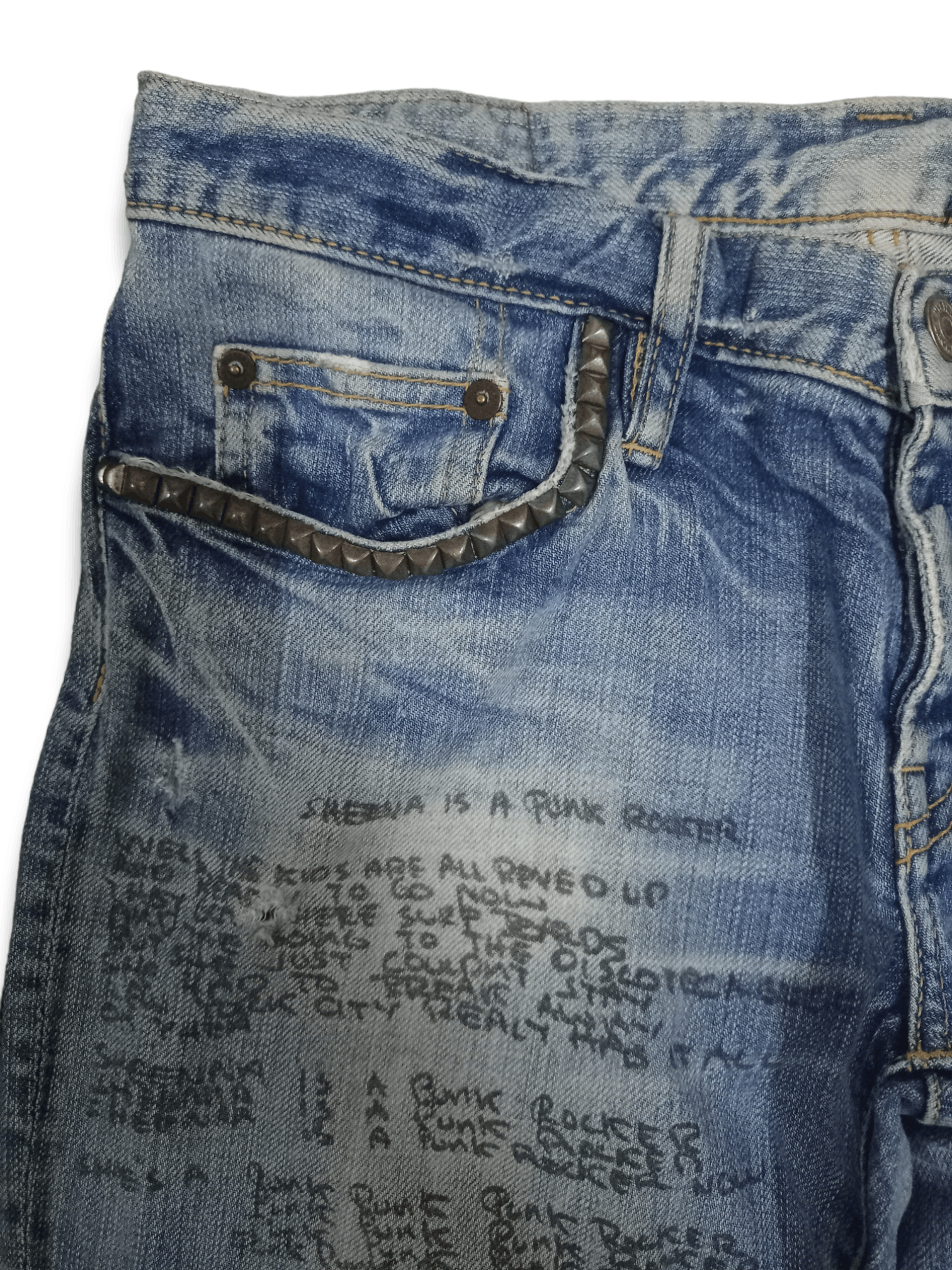 Hysteric Glamour Vintage Hysteric Glamour Ramones Studs Distressed Jeans Size US 27 - 5 Thumbnail