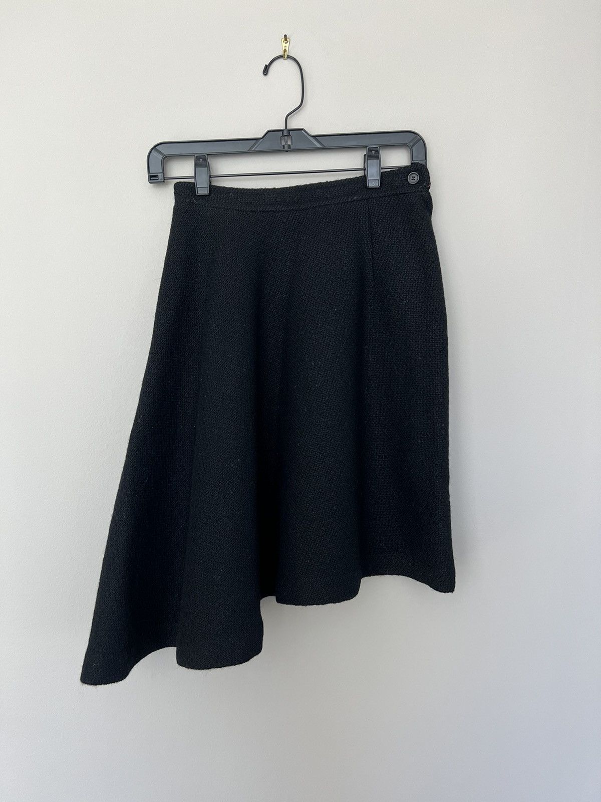 image of Comme Des Garcons Asymmetric Wool Skirt in Black, Women's (Size 26)