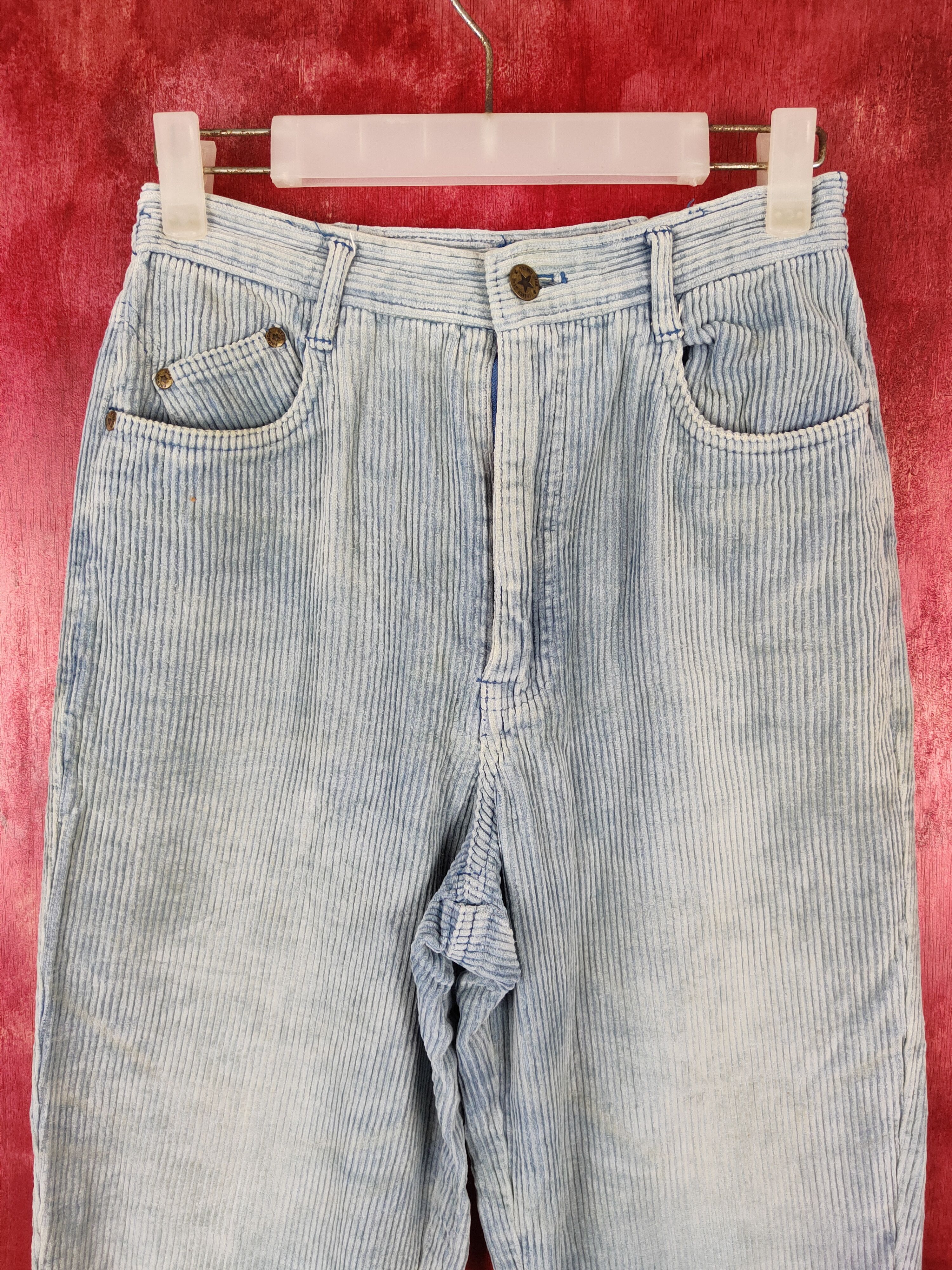 Vintage French Star Faded Blue vintage Corduroy Cargo Pants #S582 Size 26" / US 2 / IT 38 - 2 Thumbnail
