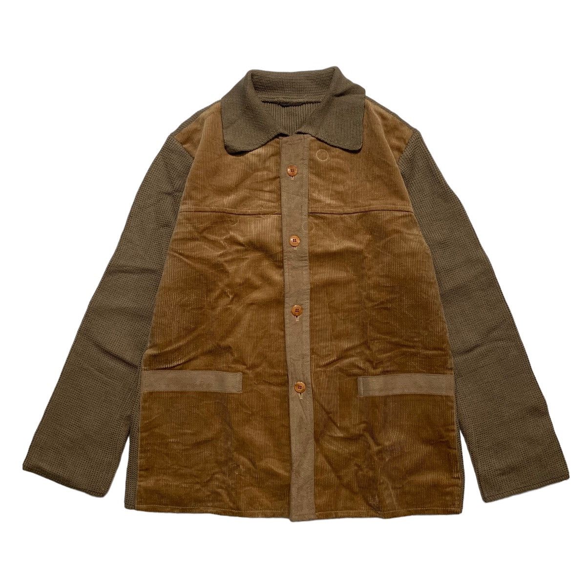 image of Pierre Cardin X Samedi Dimanche Half Corduroy Jacket in Brown, Men's (Size Medium)