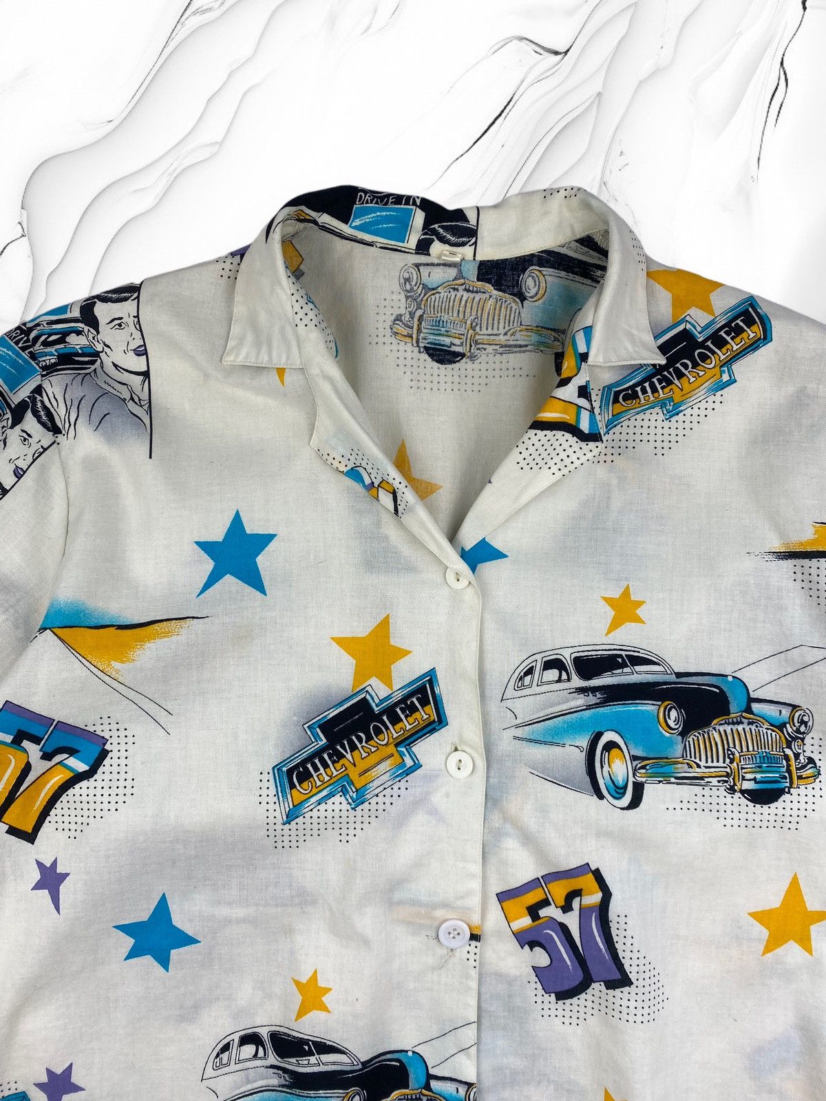 Vintage Mens Vintage Chevrolet Ford Cinema Hawaiian Shirt Size S Size US S / EU 44-46 / 1 - 4 Thumbnail