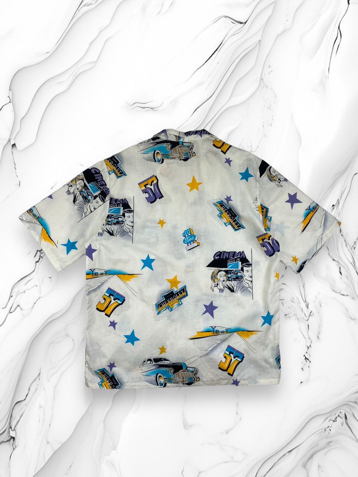 Vintage Mens Vintage Chevrolet Ford Cinema Hawaiian Shirt Size S Size US S / EU 44-46 / 1 - 5 Thumbnail
