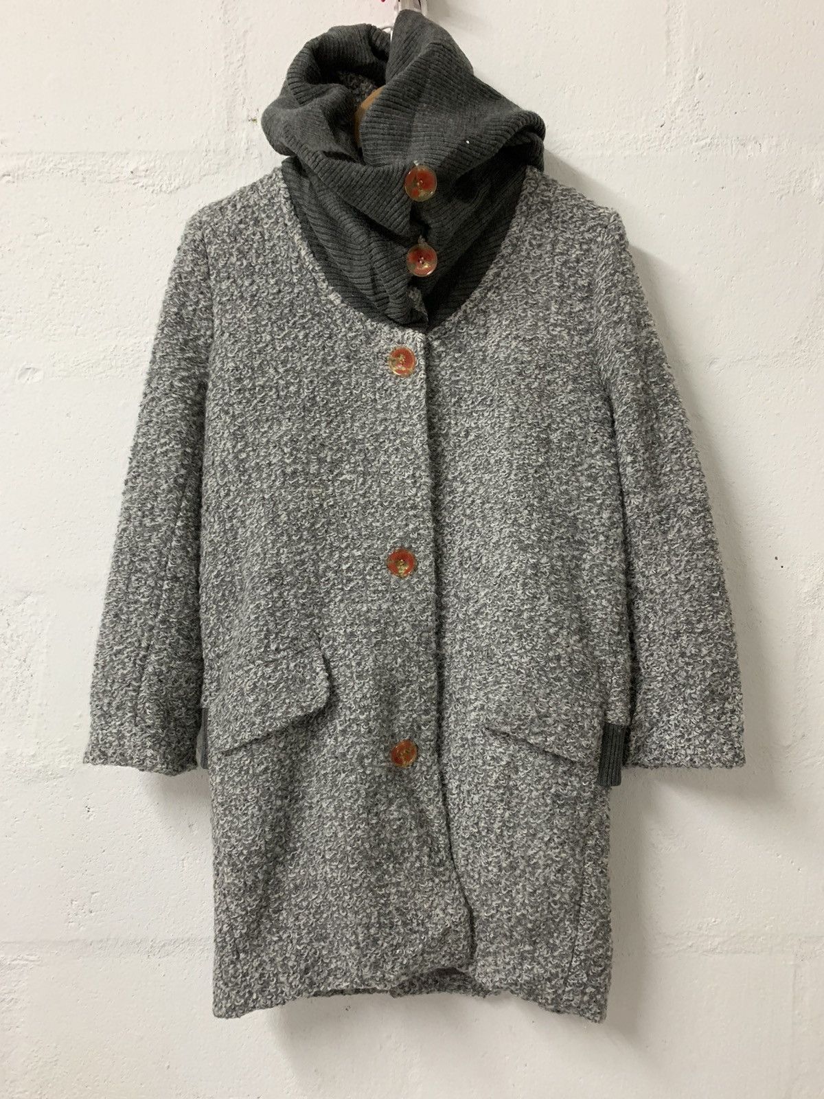 Mercibeaucoup issey Miyake button hooded jacket long