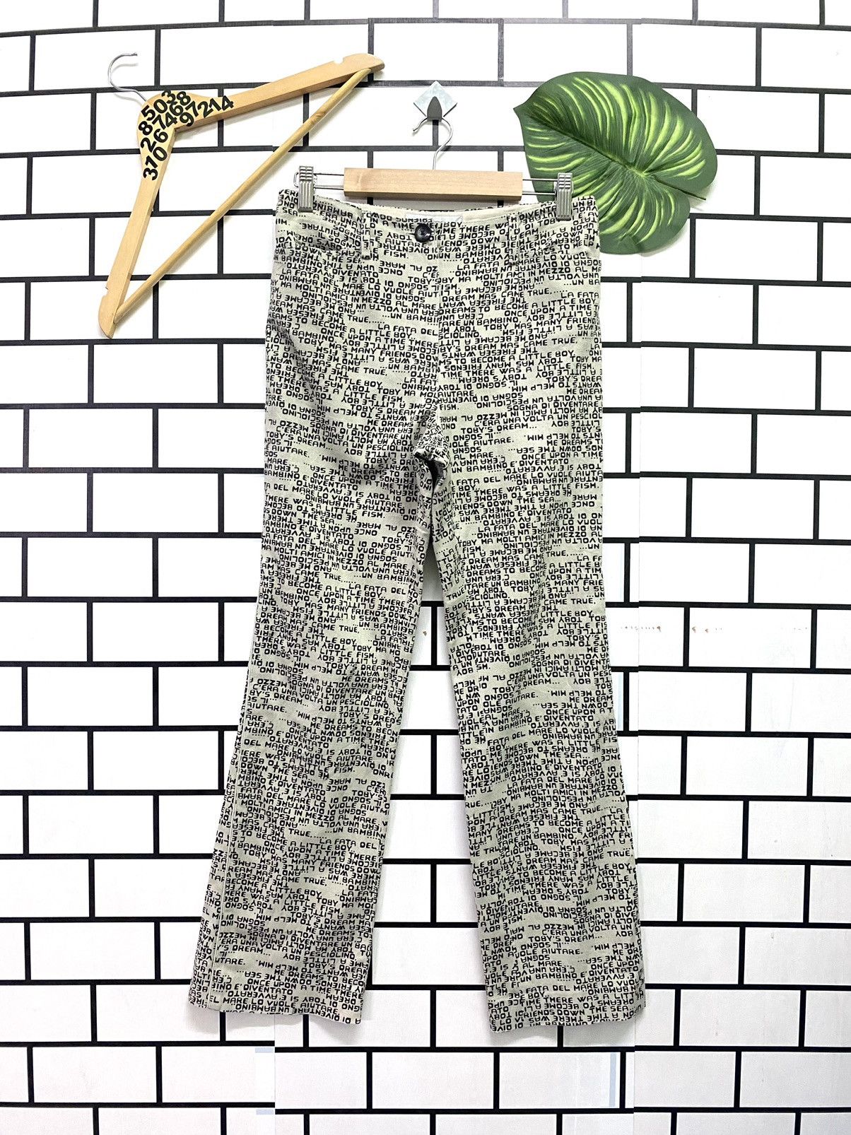image of Designer Fullprinted Japan Pa De Deux Flared Bootcut Pants in Cream, Men's (Size 28)