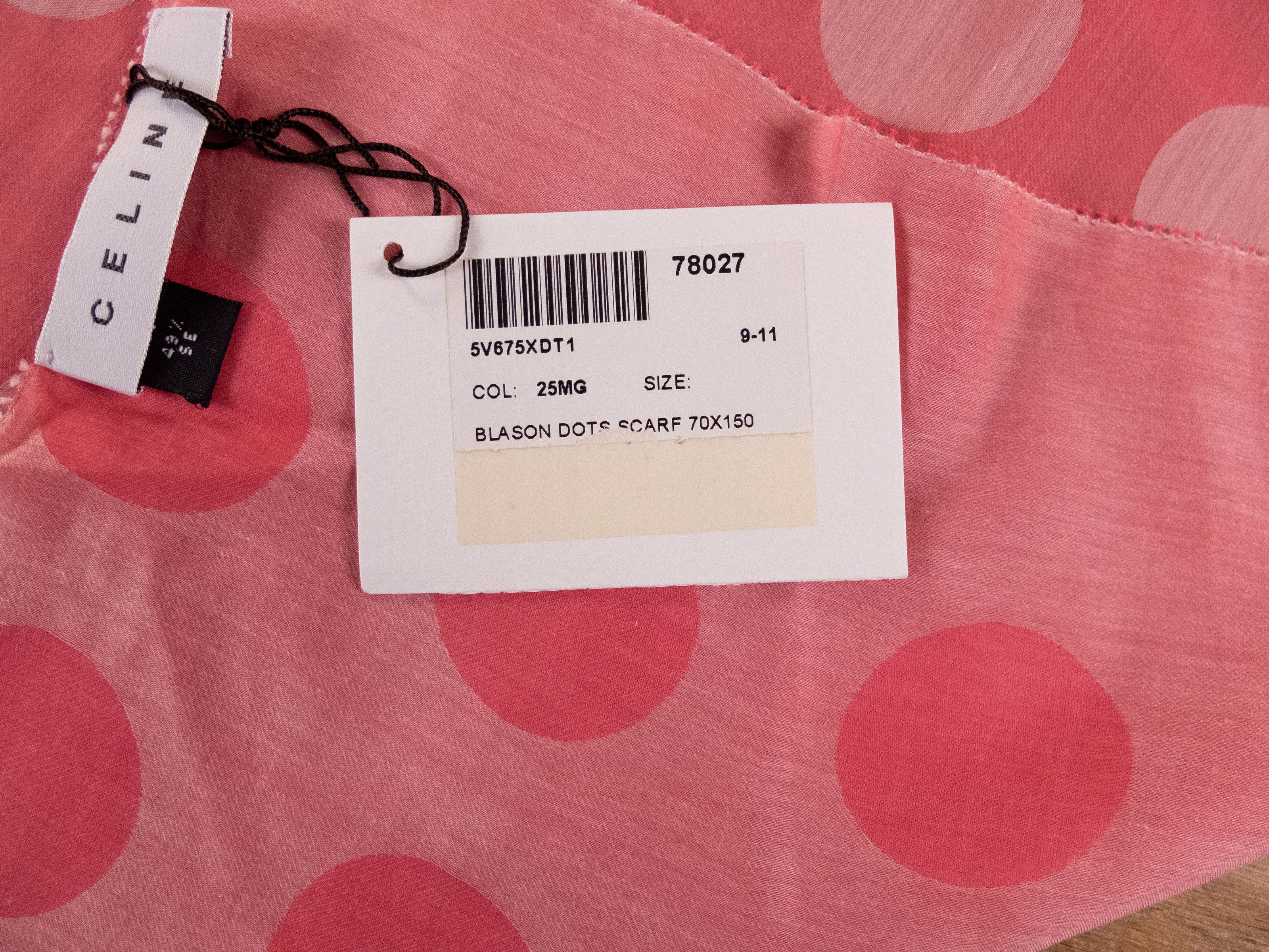Celine CELINE vintage pink cotton silk mix circle logo stole scarf Size ONE SIZE - 5 Thumbnail