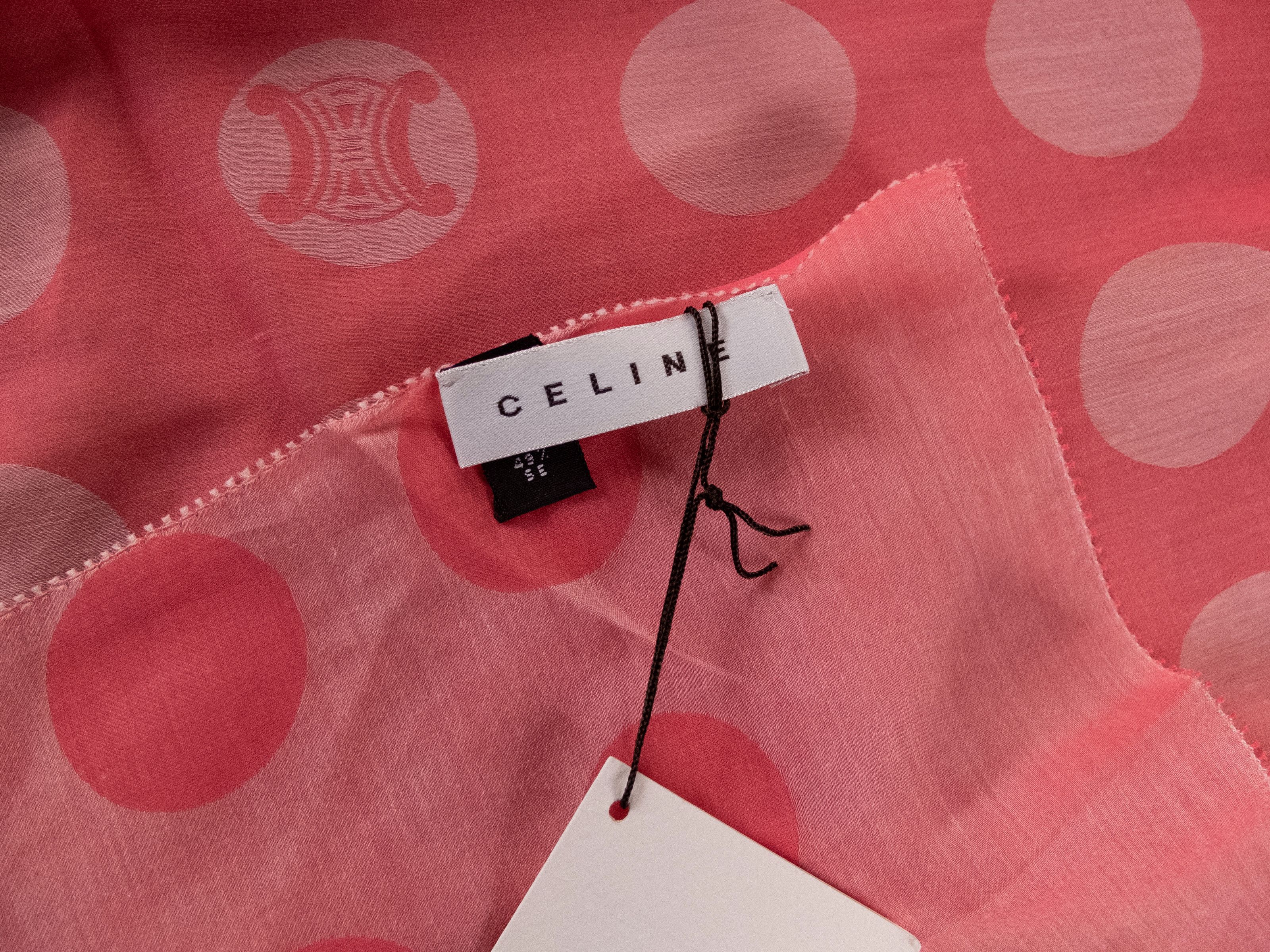 Celine CELINE vintage pink cotton silk mix circle logo stole scarf Size ONE SIZE - 4 Thumbnail