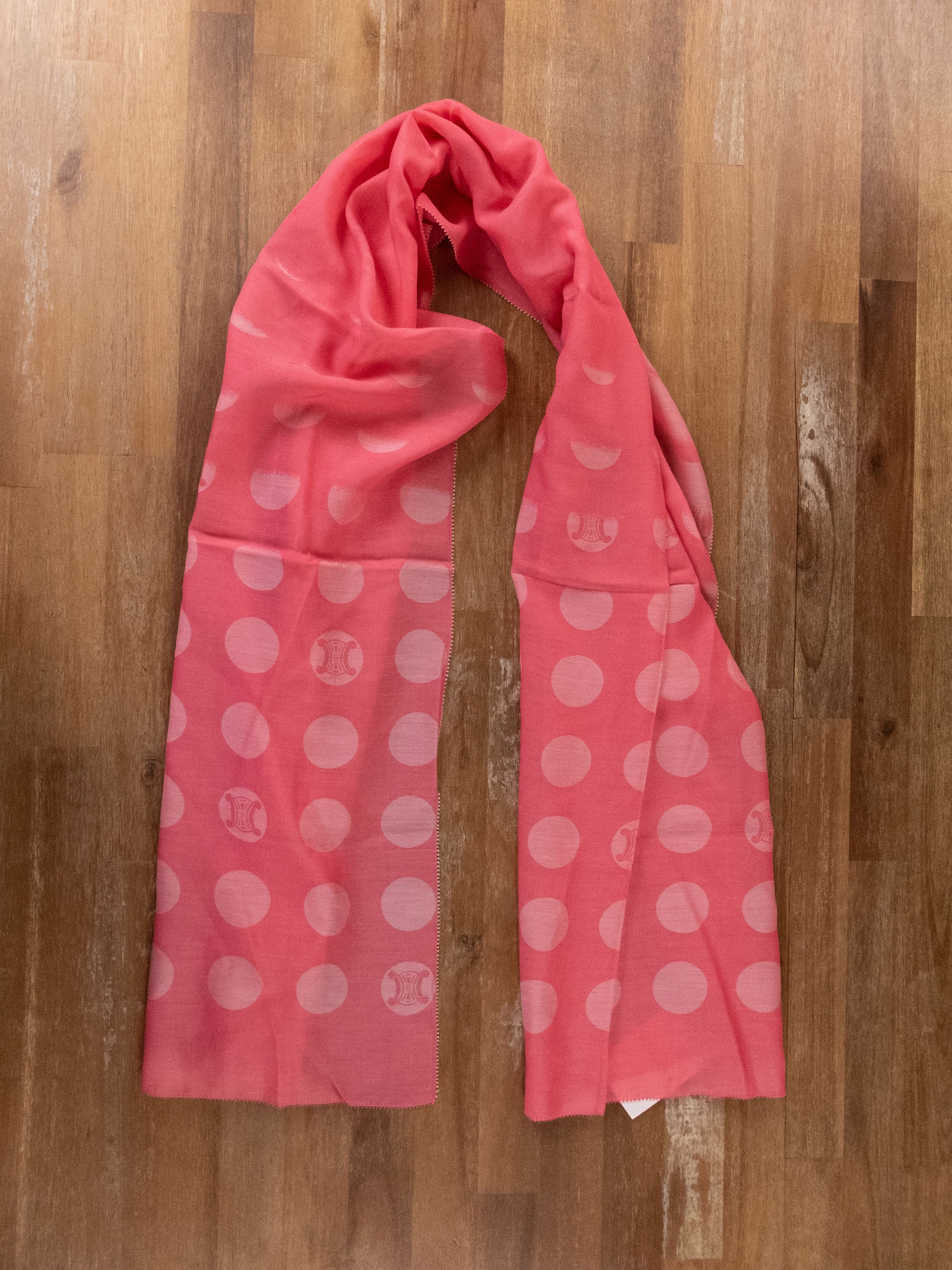 Celine CELINE vintage pink cotton silk mix circle logo stole scarf Size ONE SIZE - 1 Thumbnail