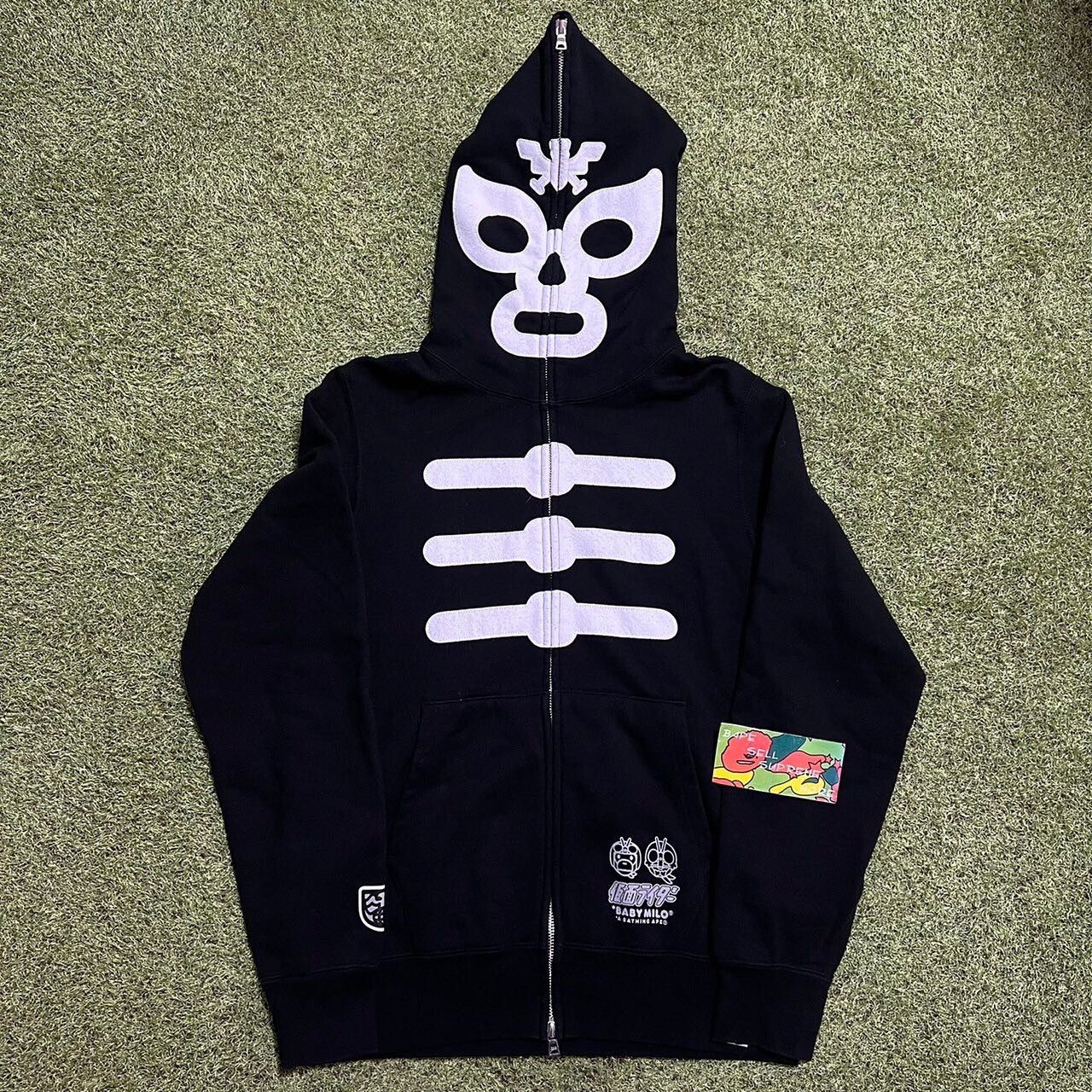 image of Bape Milo Kamen Rider Full Zip Hoodie Black, Men's (Size Medium)