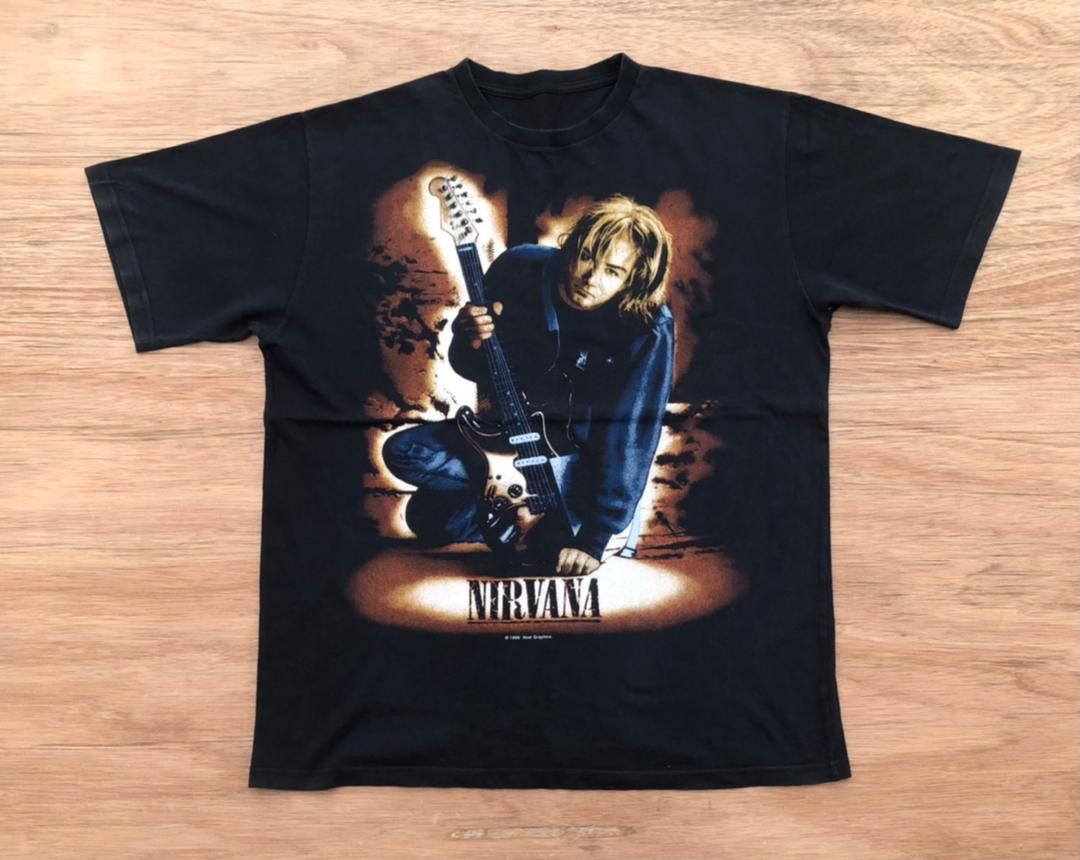 Image of Band Tees x Nirvana Vintage Tee Band Nirvana Kurt Cobain B1 in Black, Men's (Size XL)