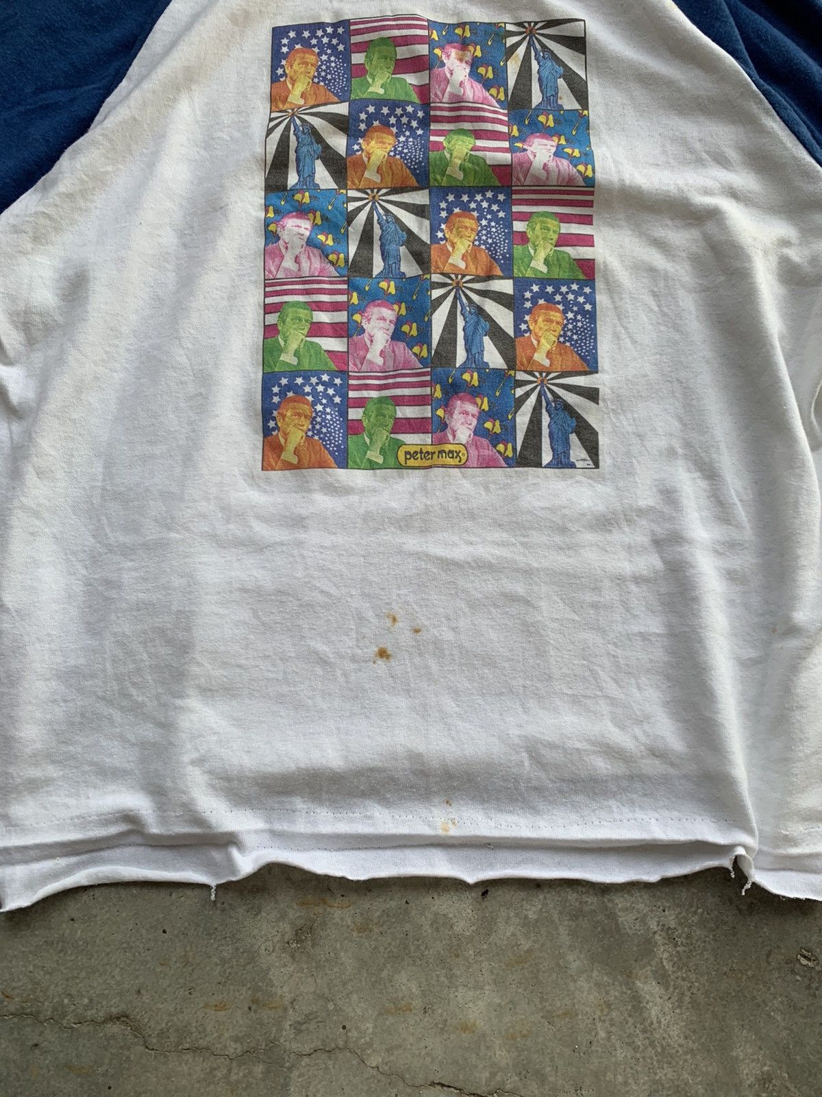 Vintage Vintage 90s Peter Max Art Distressed Art Tshirt Raglan Size US M / EU 48-50 / 2 - 2 Thumbnail