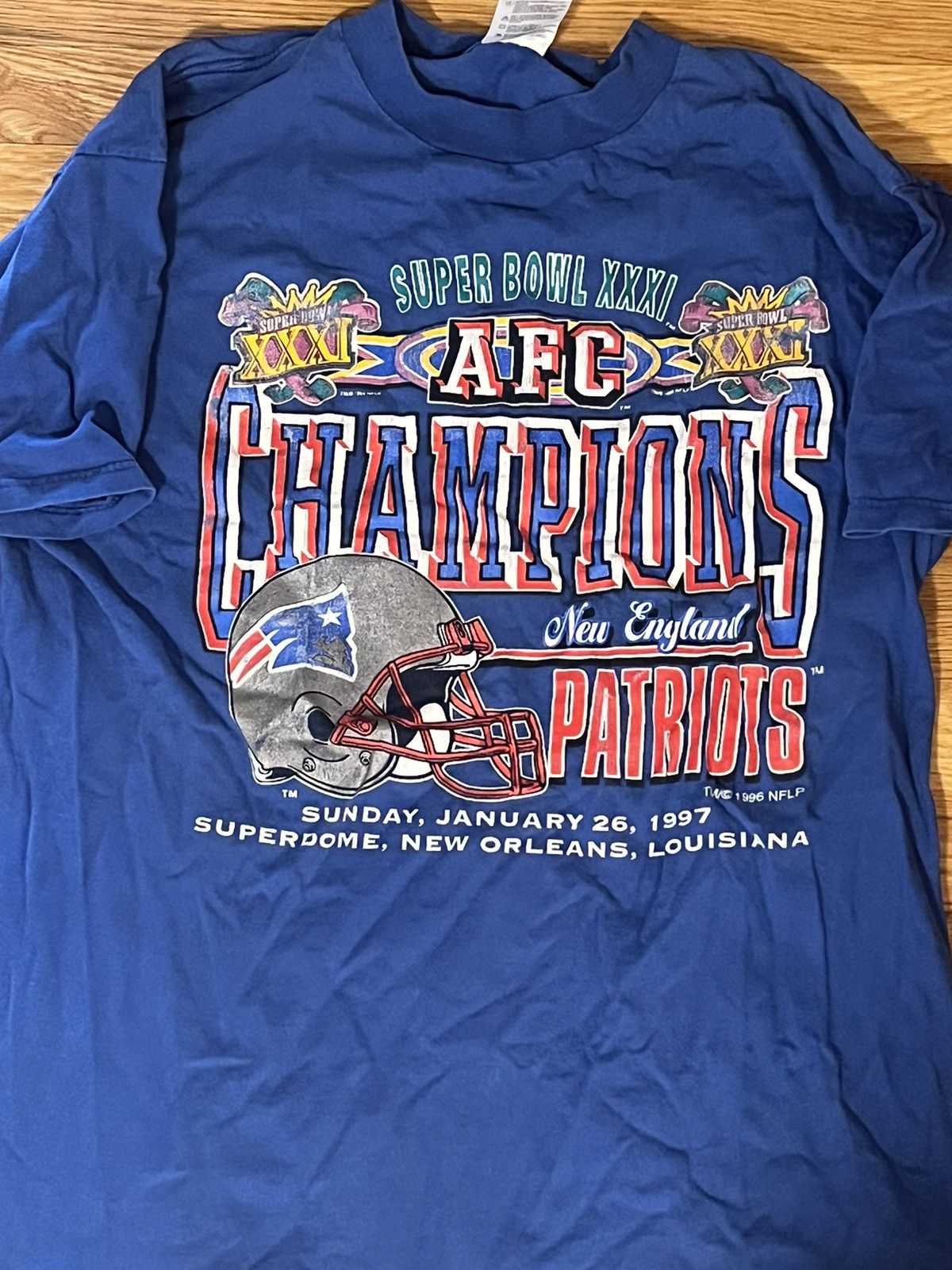 90s New England Patriots AFC Champs 97 NFL Football t-shirt XL