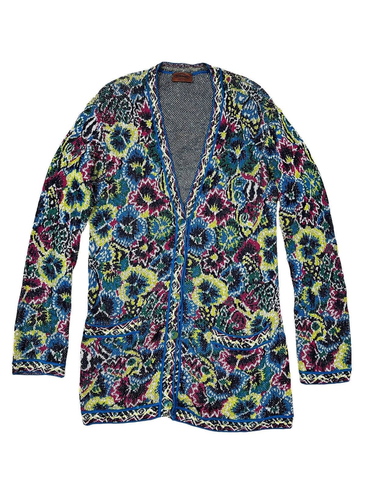 1990s Missoni 🇮🇹 Psychedelic Colorful Button Knit Cardigan