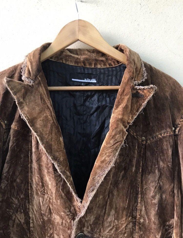 image of In The Attic Distressed Velvet Jacket in Brown, Men's (Size Large)