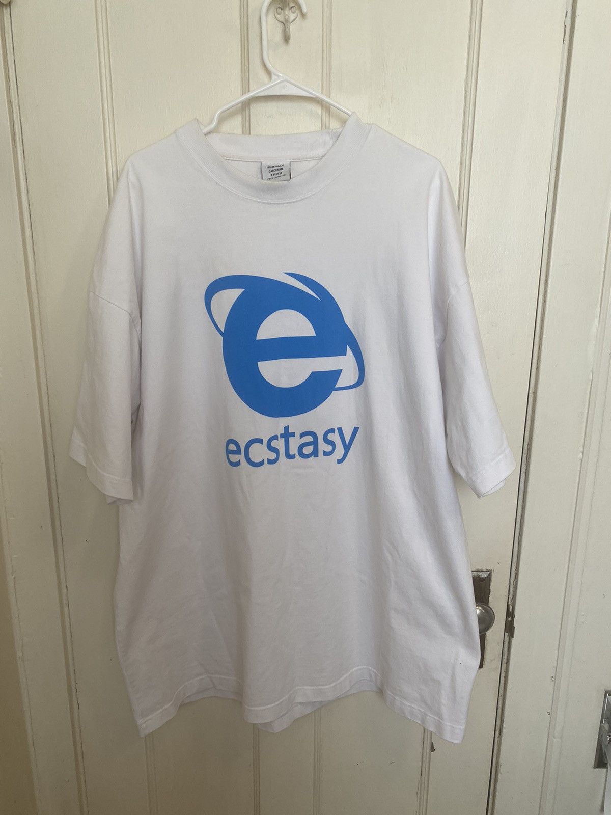 image of Vetements Ecstasy Ss20 Oversized White Runway Tee, Men's (Size Small)