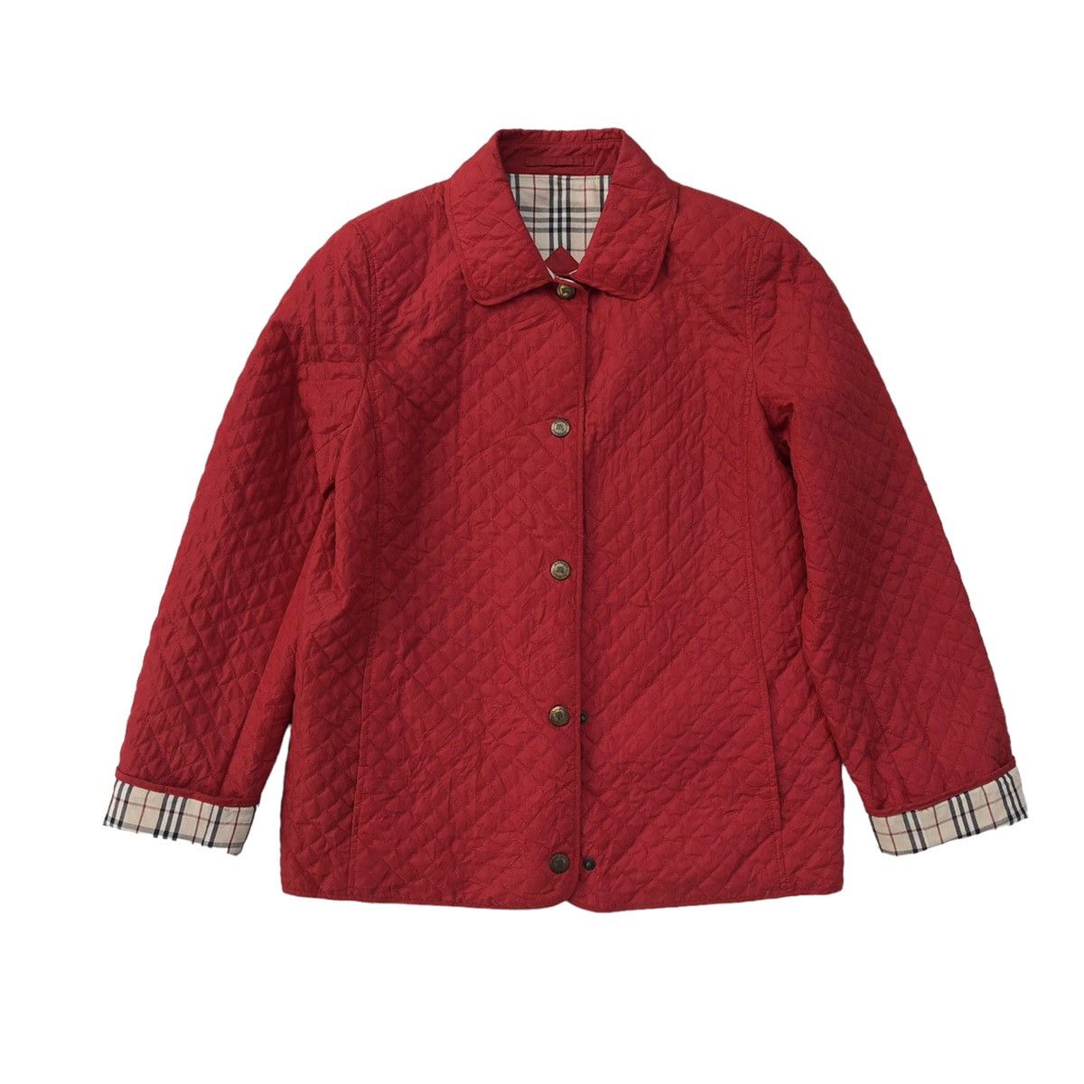 Burberry Burberry London Women Quilted Red Lined Novacheck Jacket Size M / US 6-8 / IT 42-44 - 1 Thumbnail