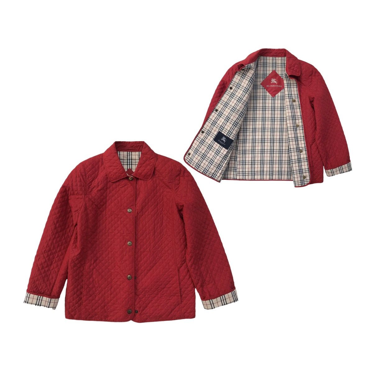 Burberry Burberry London Women Quilted Red Lined Novacheck Jacket Size M / US 6-8 / IT 42-44 - 3 Thumbnail