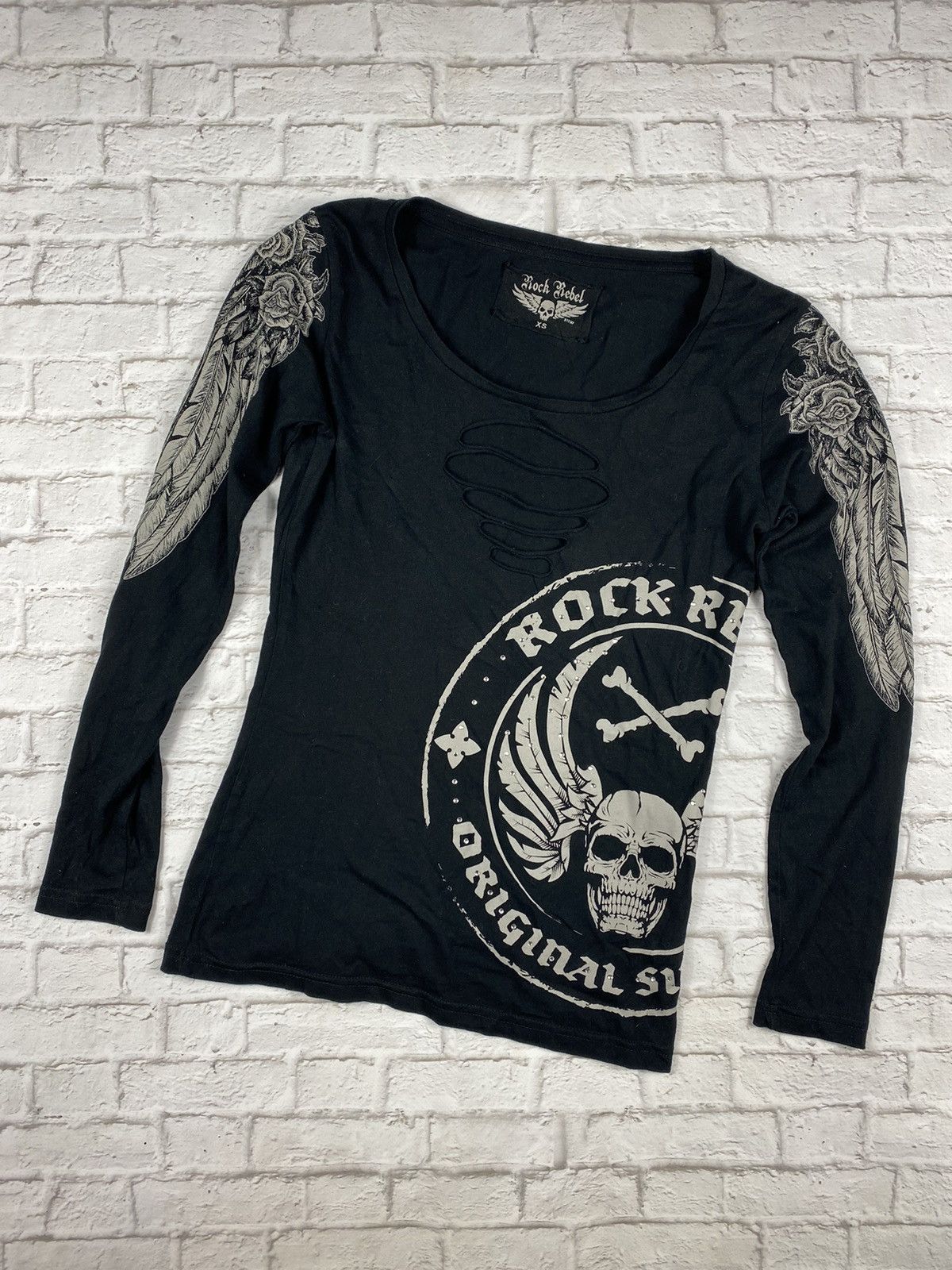 Band Tees × Vintage Rock Rebel longsleeve for rave y2k style Size US XS / EU 42 / 0 - 1 Thumbnail