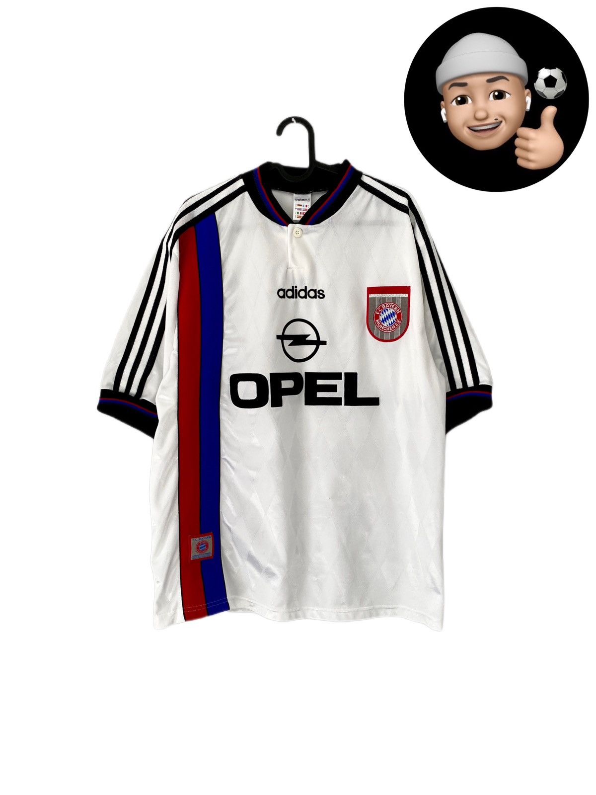 Image of 1995 1996 Fc Bayern Munich Adidas Away Vintage Soccer Jersey in White, Men's (Size XL)