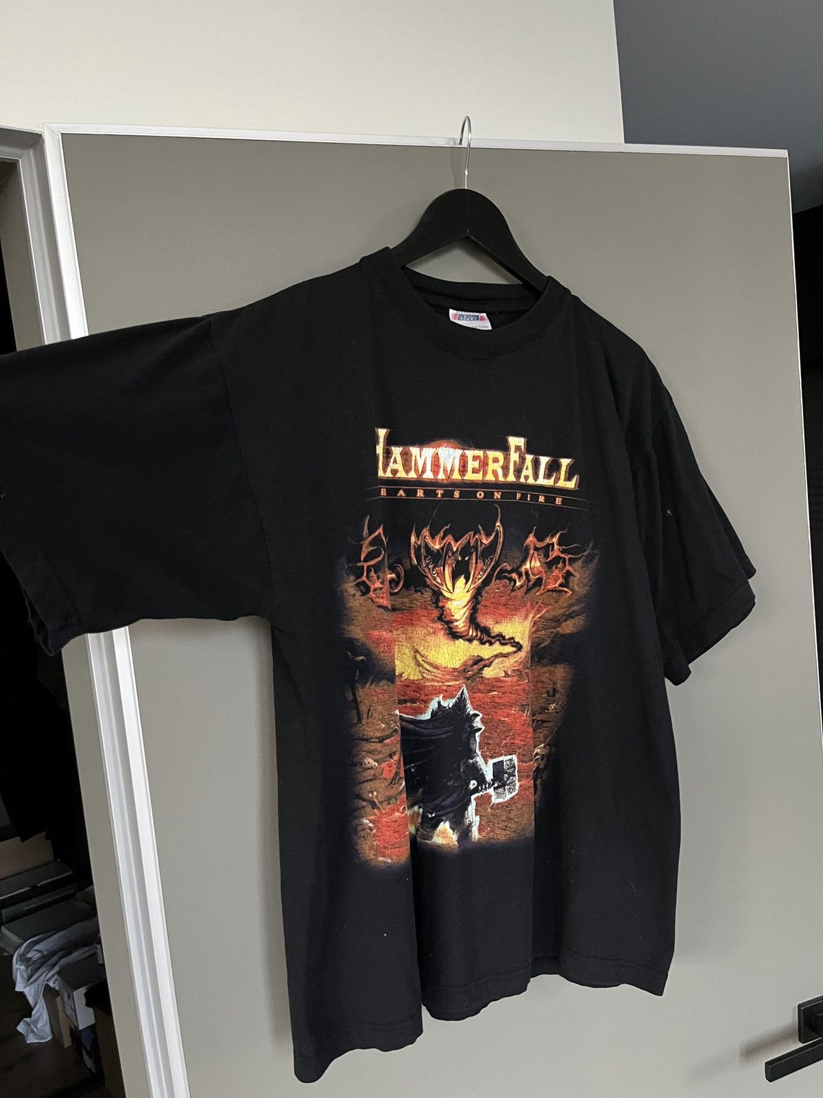 Band Tees Hammerfall 2002 Vintage Hearts on Fire T-shirt Size US XL / EU 56 / 4 - 3 Thumbnail