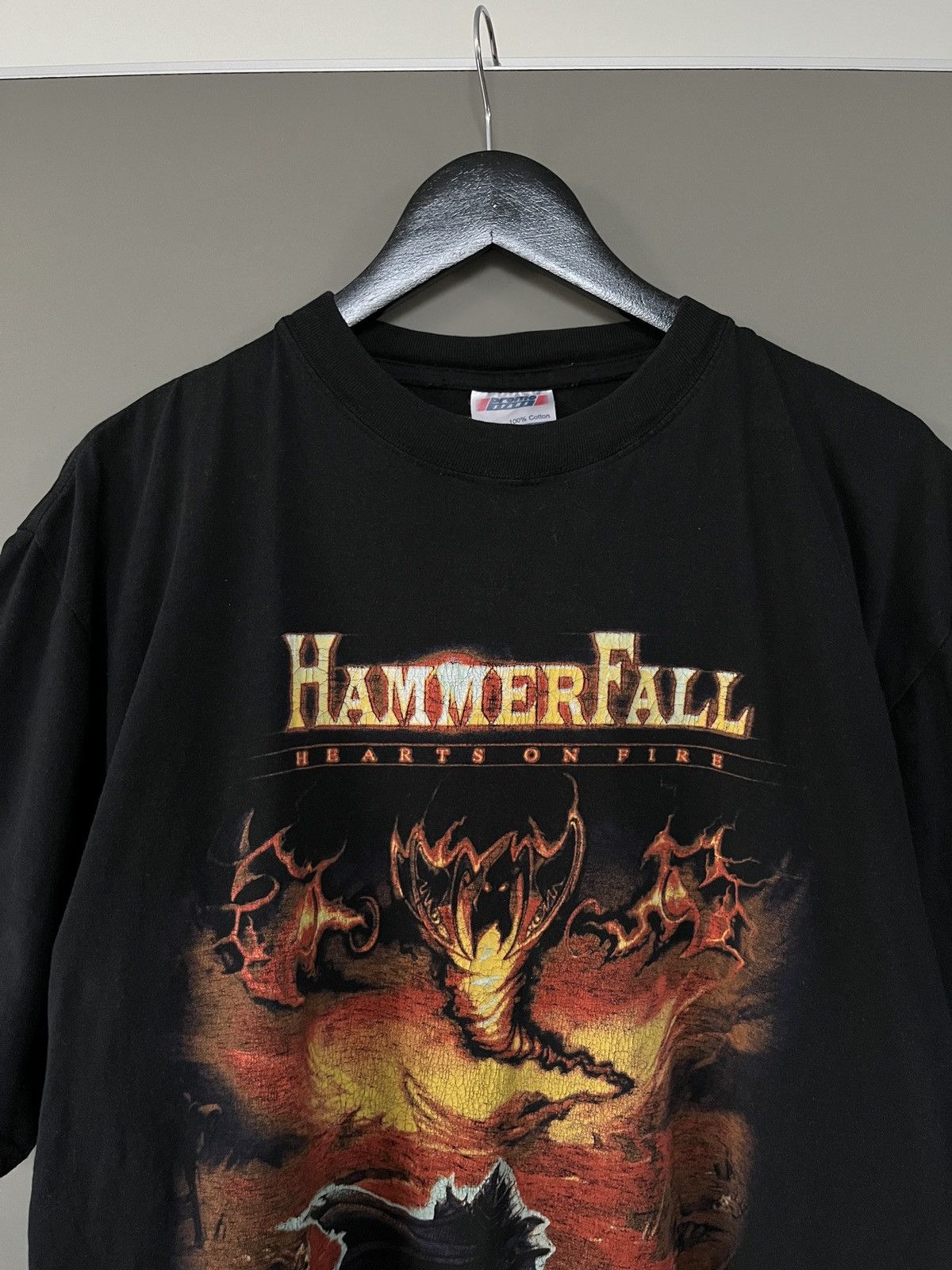 Band Tees Hammerfall 2002 Vintage Hearts on Fire T-shirt Size US XL / EU 56 / 4 - 16 Thumbnail