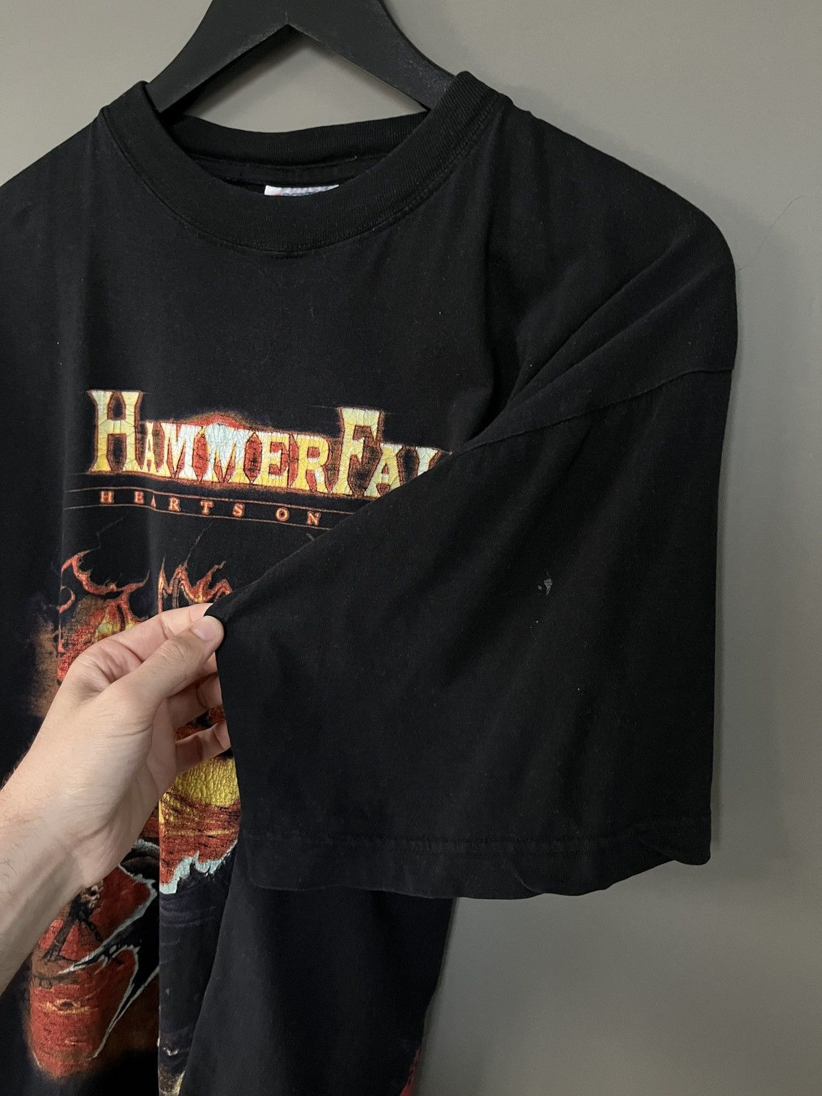 Band Tees Hammerfall 2002 Vintage Hearts on Fire T-shirt Size US XL / EU 56 / 4 - 15 Thumbnail