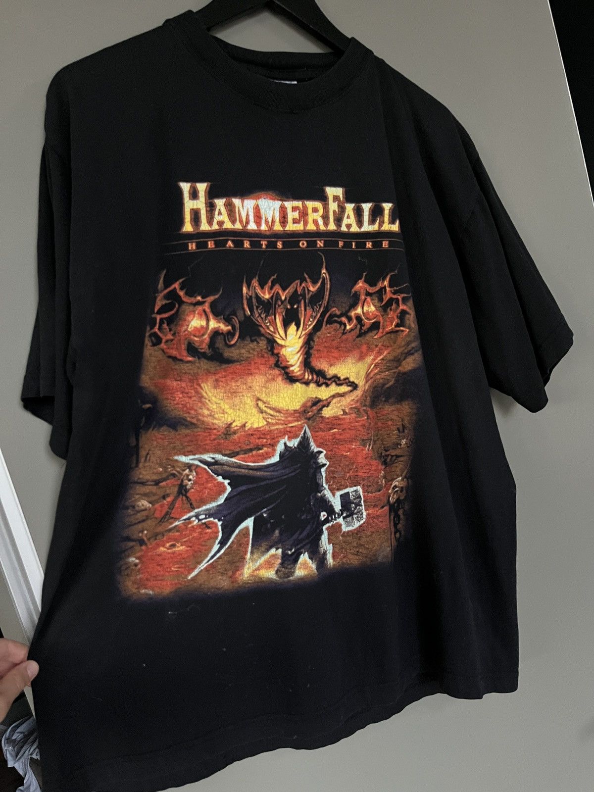 Band Tees Hammerfall 2002 Vintage Hearts on Fire T-shirt Size US XL / EU 56 / 4 - 4 Thumbnail