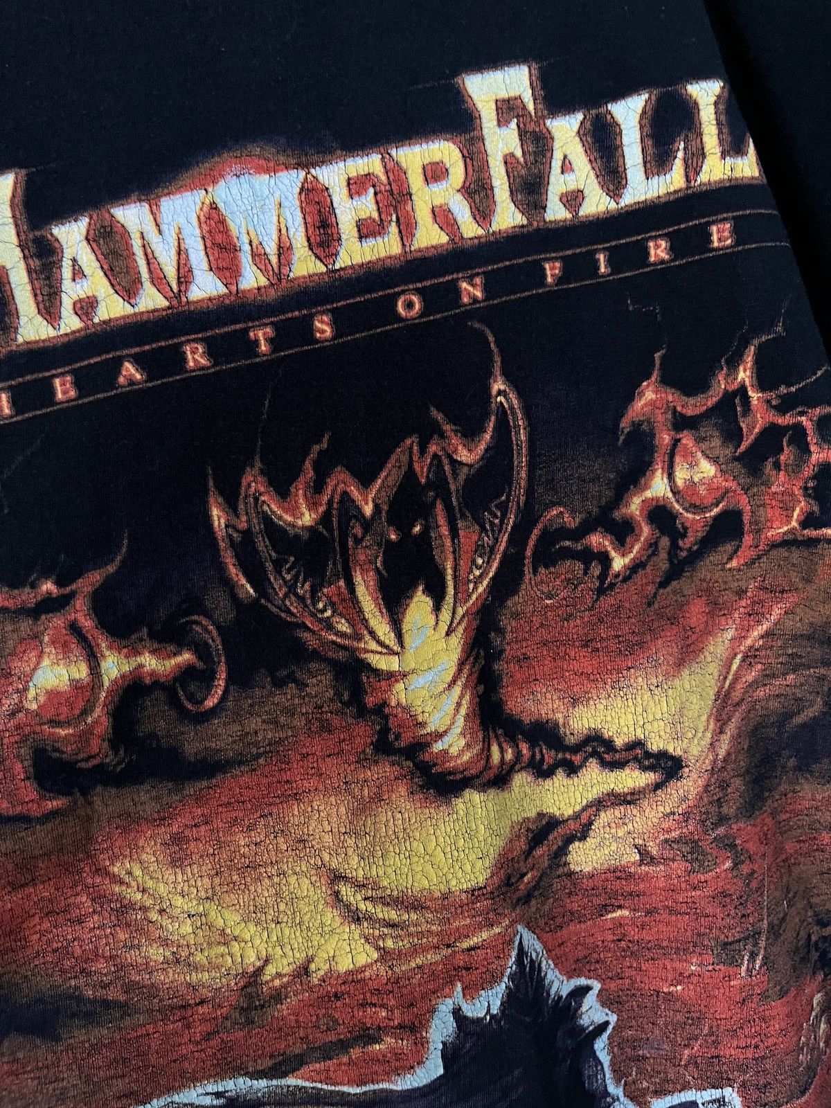 Band Tees Hammerfall 2002 Vintage Hearts on Fire T-shirt Size US XL / EU 56 / 4 - 5 Thumbnail
