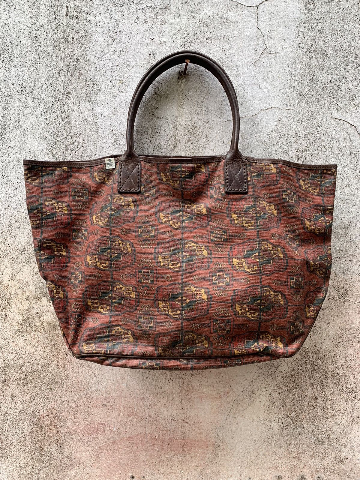 image of Visvim: Aw 2011 “Persian Pattern” Homer Tote Bag in Oxblood, Men's