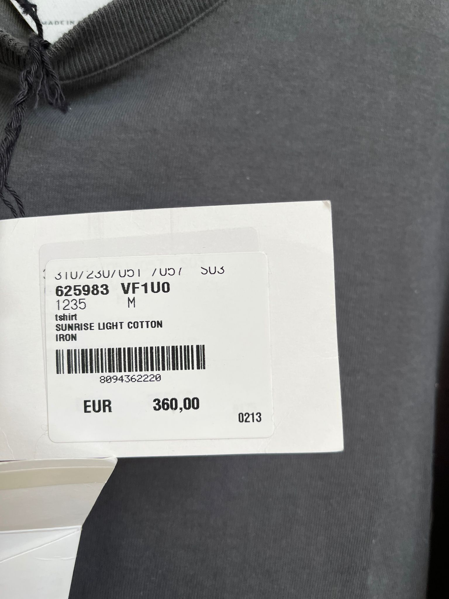 Bottega Veneta T-Shirt Tee, LS Sunrise Light Cotton in Iron Size US M / EU 48-50 / 2 - 10 Thumbnail