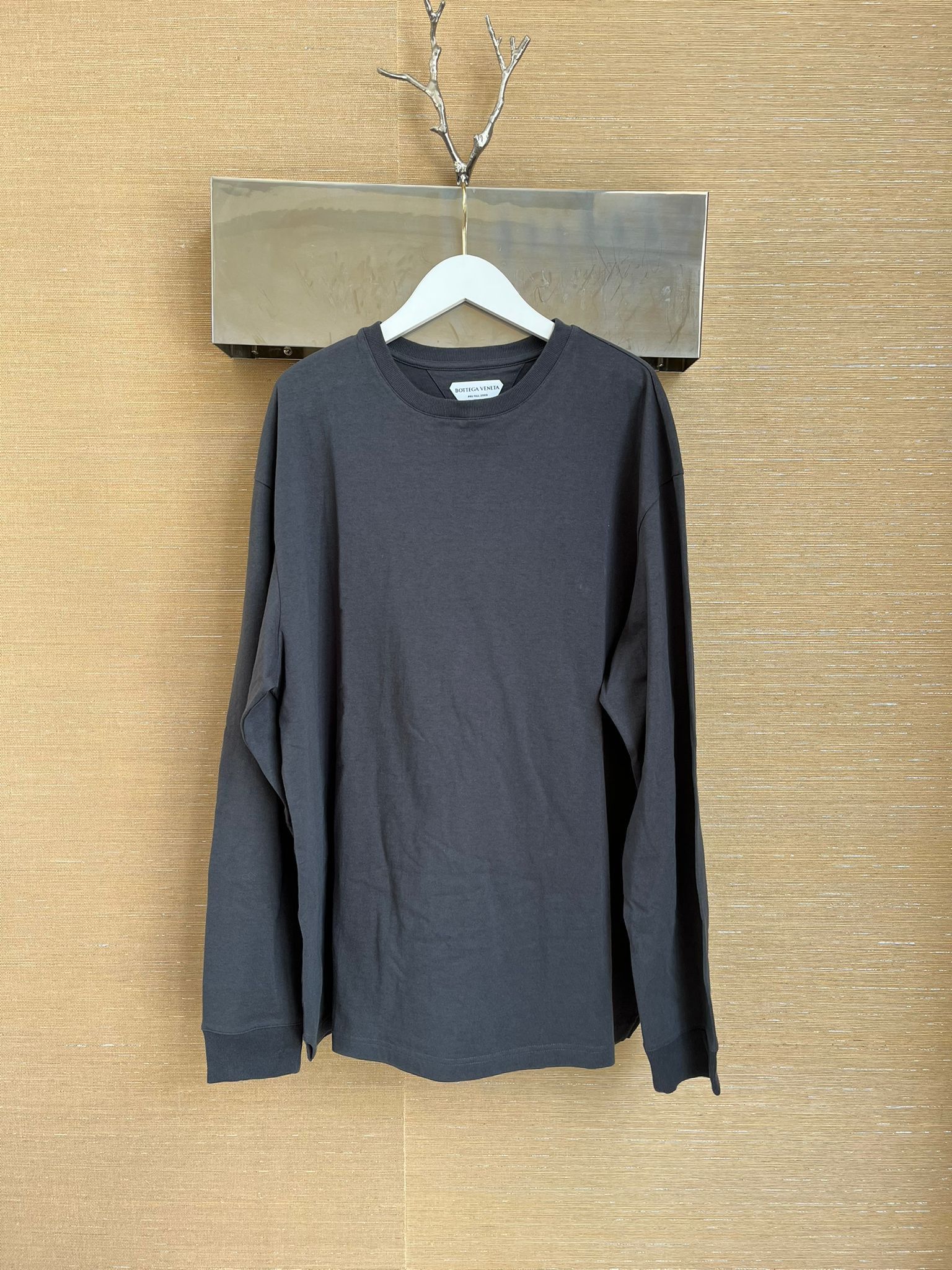 image of Bottega Veneta T-Shirt Tee, Long sleeve Sunrise Light Cotton In Iron, Men's (Size Medium)