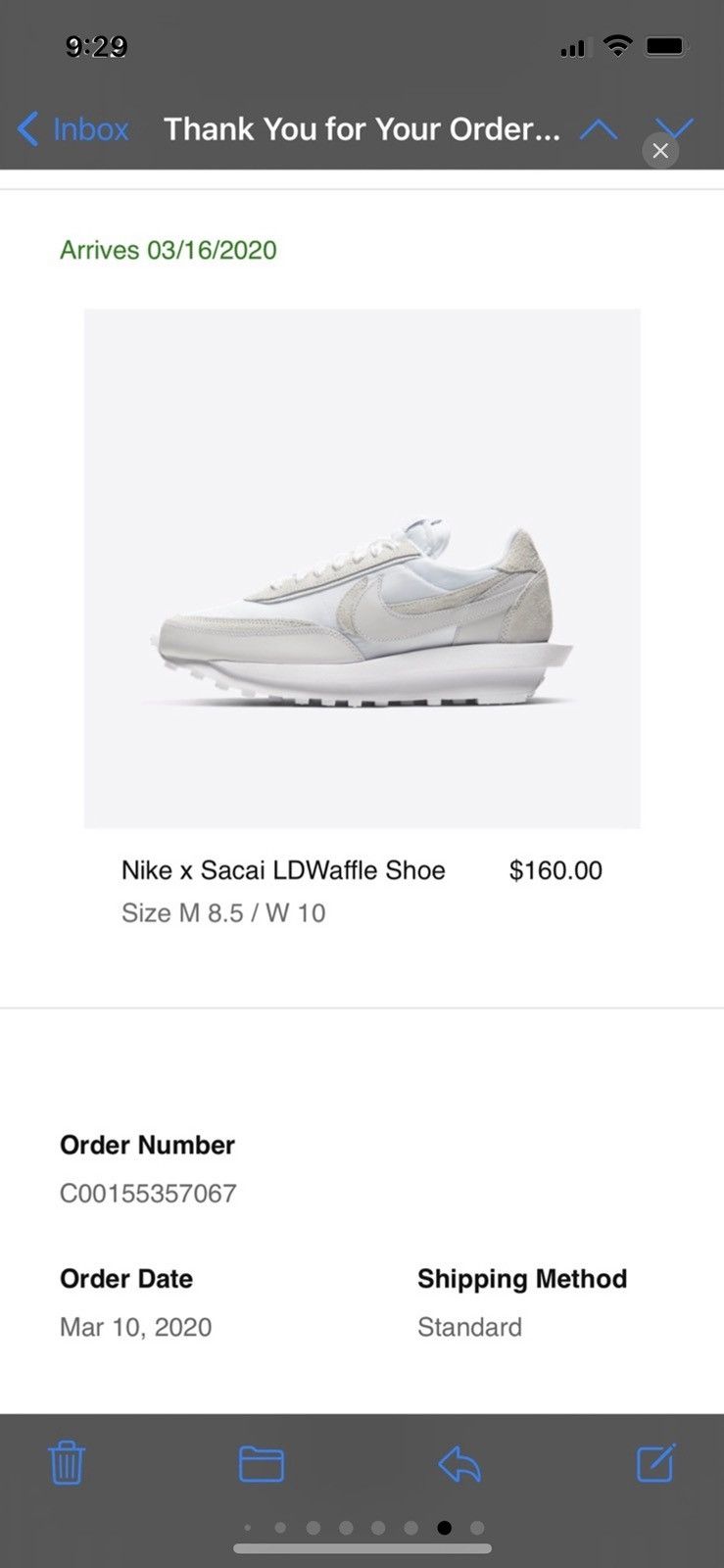 Nike × Sacai LD Waffle White Nylon Size US 8.5 / EU 41-42 - 9 Thumbnail