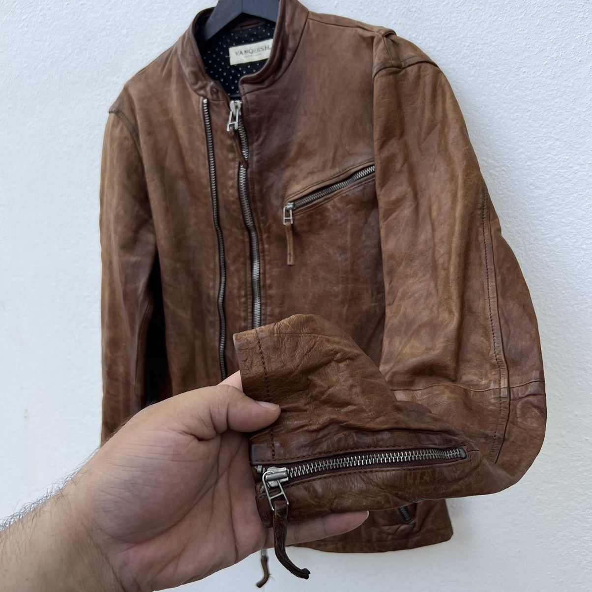 Japanese Brand LEATHER JACKET BIKER PARACHUTE VANQUISH TOKYO JAPAN Size US M / EU 48-50 / 2 - 7 Thumbnail