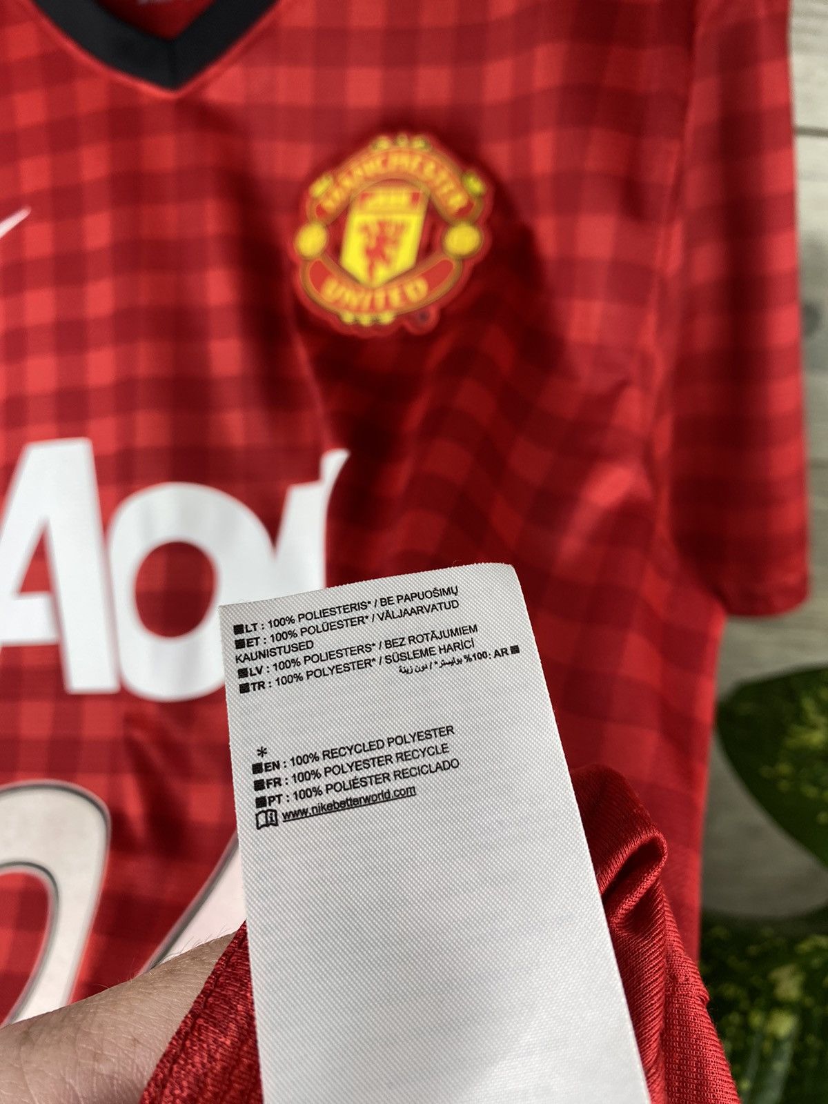 Nike × Vintage Vintage Nike Manchester United Plaid Red size L Size US L / EU 52-54 / 3 - 12 Thumbnail