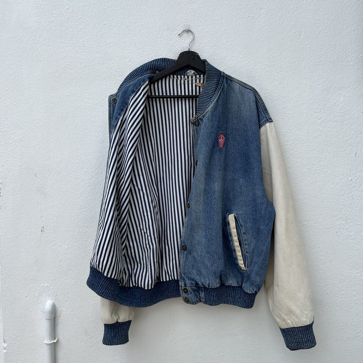 Japanese Brand VINTAGE BOMBER VARSITY JACKET DENIM STYLE Size US XL / EU 56 / 4 - 9 Thumbnail