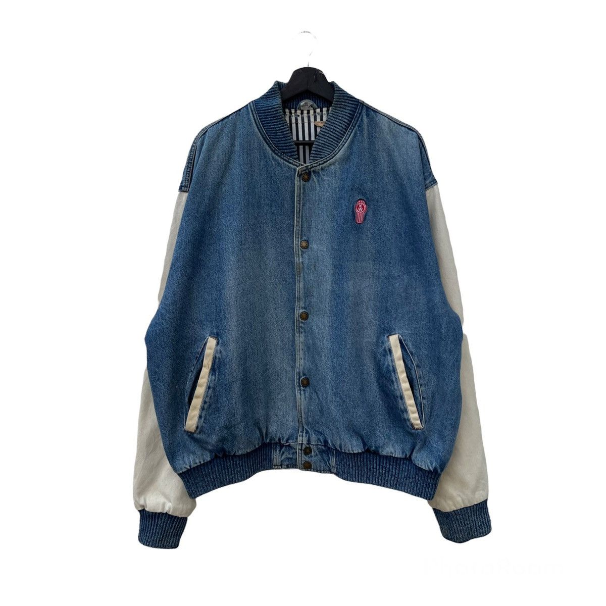 Japanese Brand VINTAGE BOMBER VARSITY JACKET DENIM STYLE Size US XL / EU 56 / 4 - 1 Thumbnail