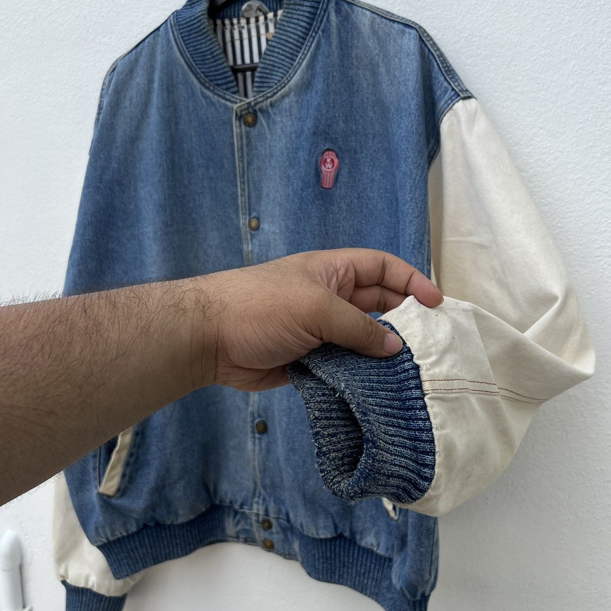 Japanese Brand VINTAGE BOMBER VARSITY JACKET DENIM STYLE Size US XL / EU 56 / 4 - 7 Thumbnail