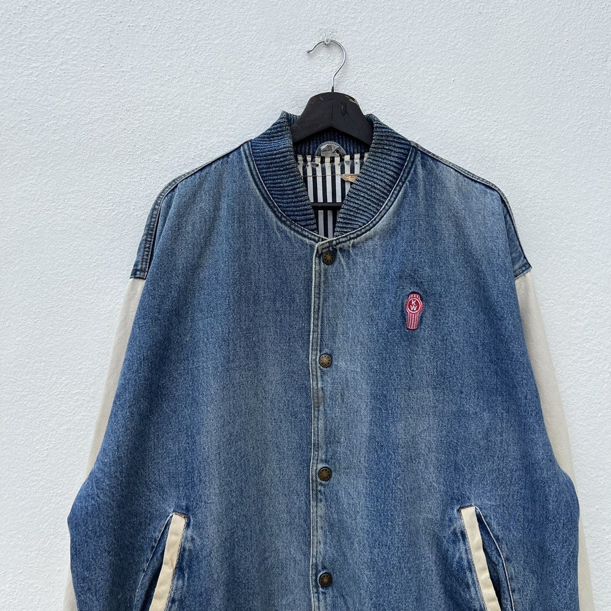 Japanese Brand VINTAGE BOMBER VARSITY JACKET DENIM STYLE Size US XL / EU 56 / 4 - 3 Thumbnail
