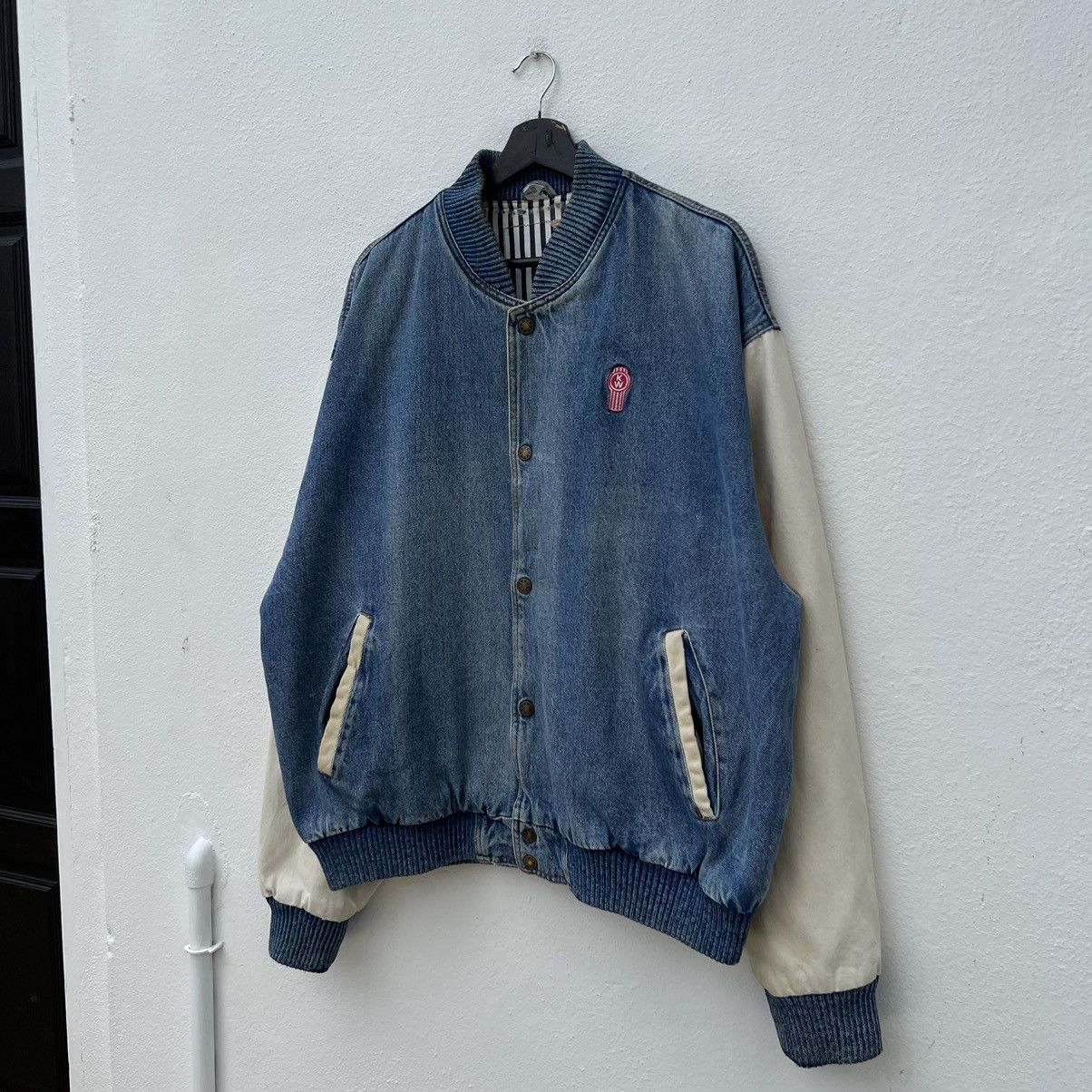 Japanese Brand VINTAGE BOMBER VARSITY JACKET DENIM STYLE Size US XL / EU 56 / 4 - 2 Thumbnail