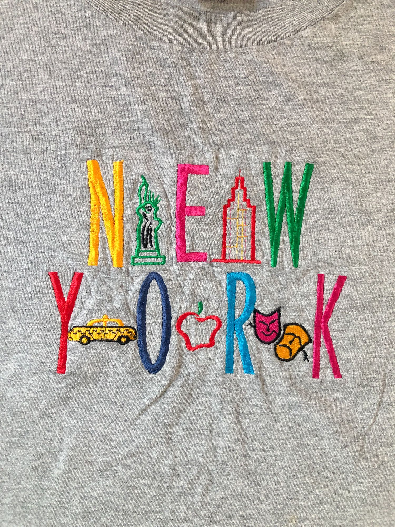 Vintage 90s Boxy 'New York' Embroidered T-Shirt Size US XL / EU 56 / 4 - 1 Thumbnail