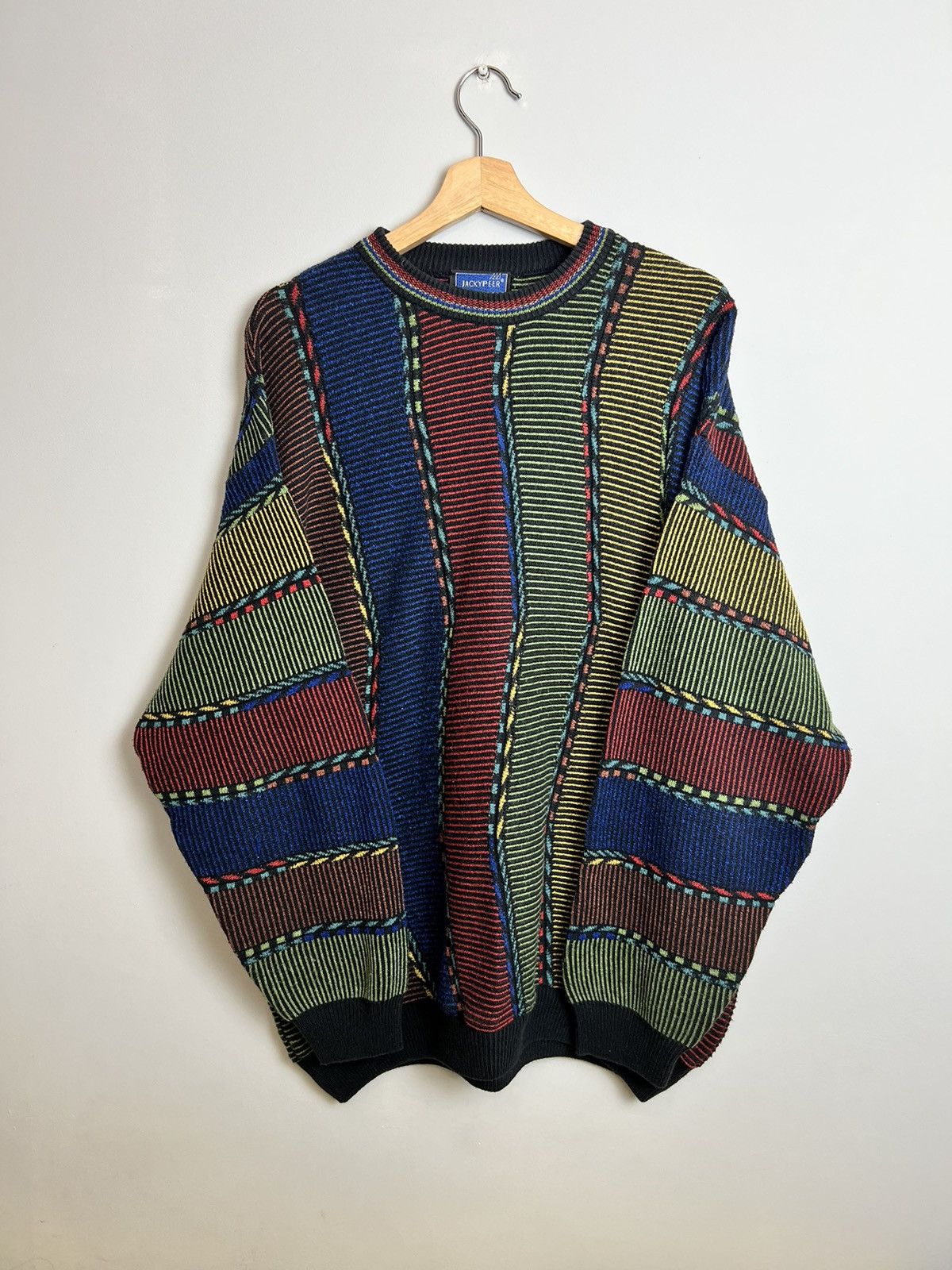 Vintage Rare Vintage Cable Knit Sweatshirt Like Coogi Avant Garde Size US XL / EU 56 / 4 - 1 Thumbnail