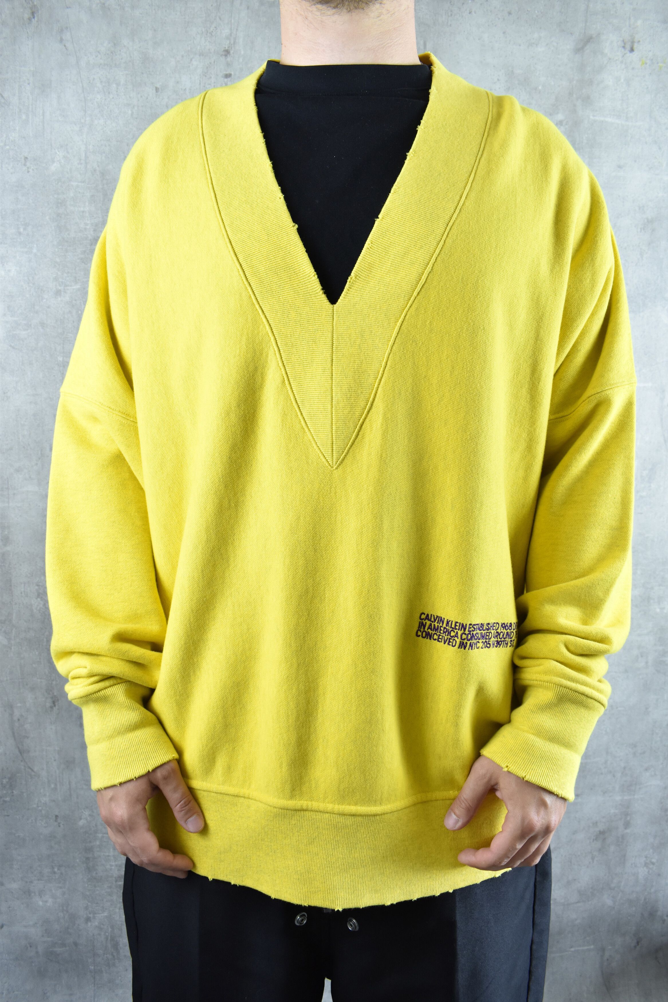 Calvin Klein 205W39NYC Raf Simons CALVIN KLEIN 205W39NYC Raf Simons V Neck Sweatshirt Yellow Grailed