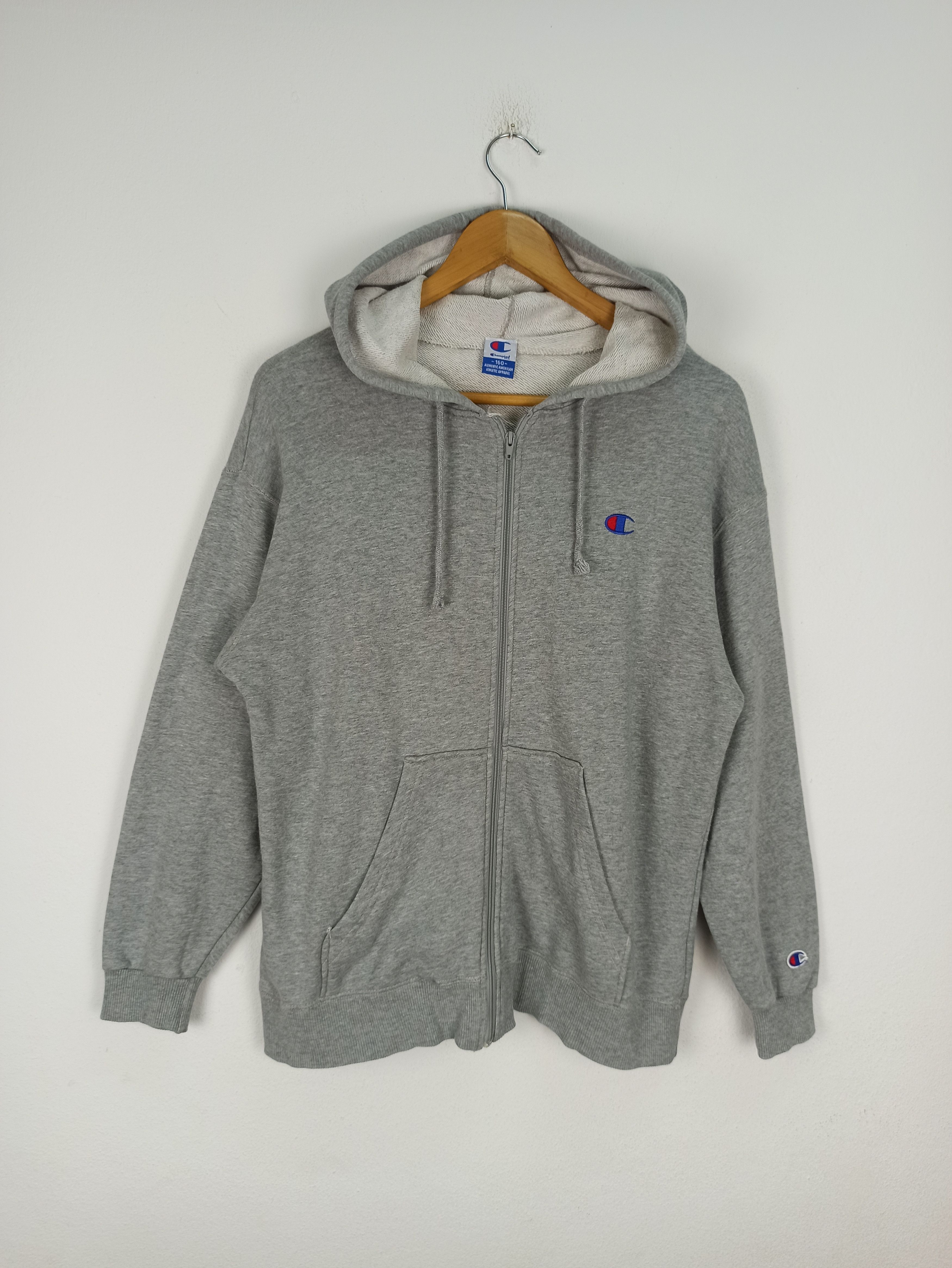 image of Steals Vintage Sweatshirt Hoodie Champion Fully Zipper in Grey, Men's (Size Medium)