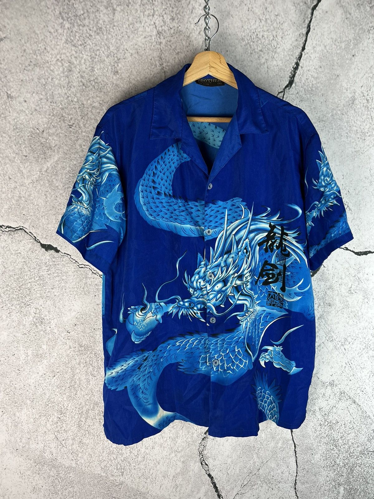 Vintage Crazy Japanese Dragon Shirt Short Sleeve Button Up Large Size US M / EU 48-50 / 2 - 1 Thumbnail