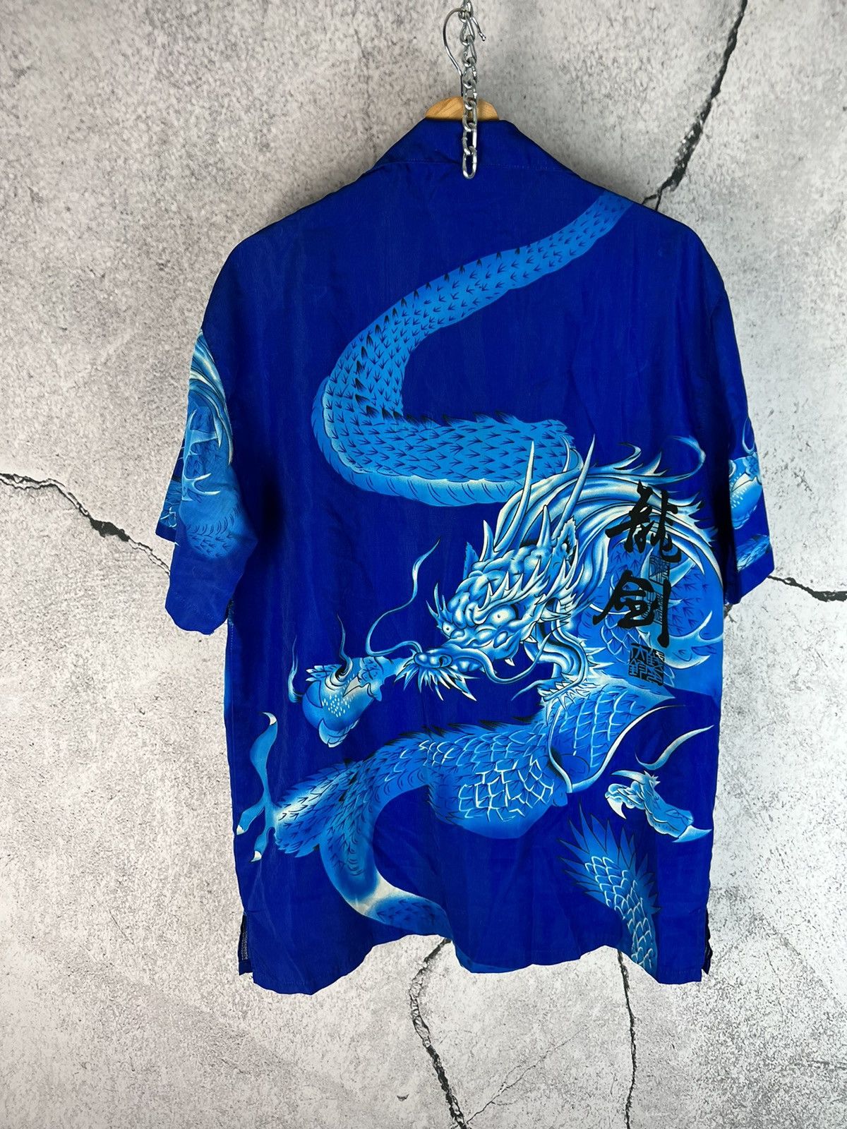 Vintage Crazy Japanese Dragon Shirt Short Sleeve Button Up Large Size US M / EU 48-50 / 2 - 2 Thumbnail