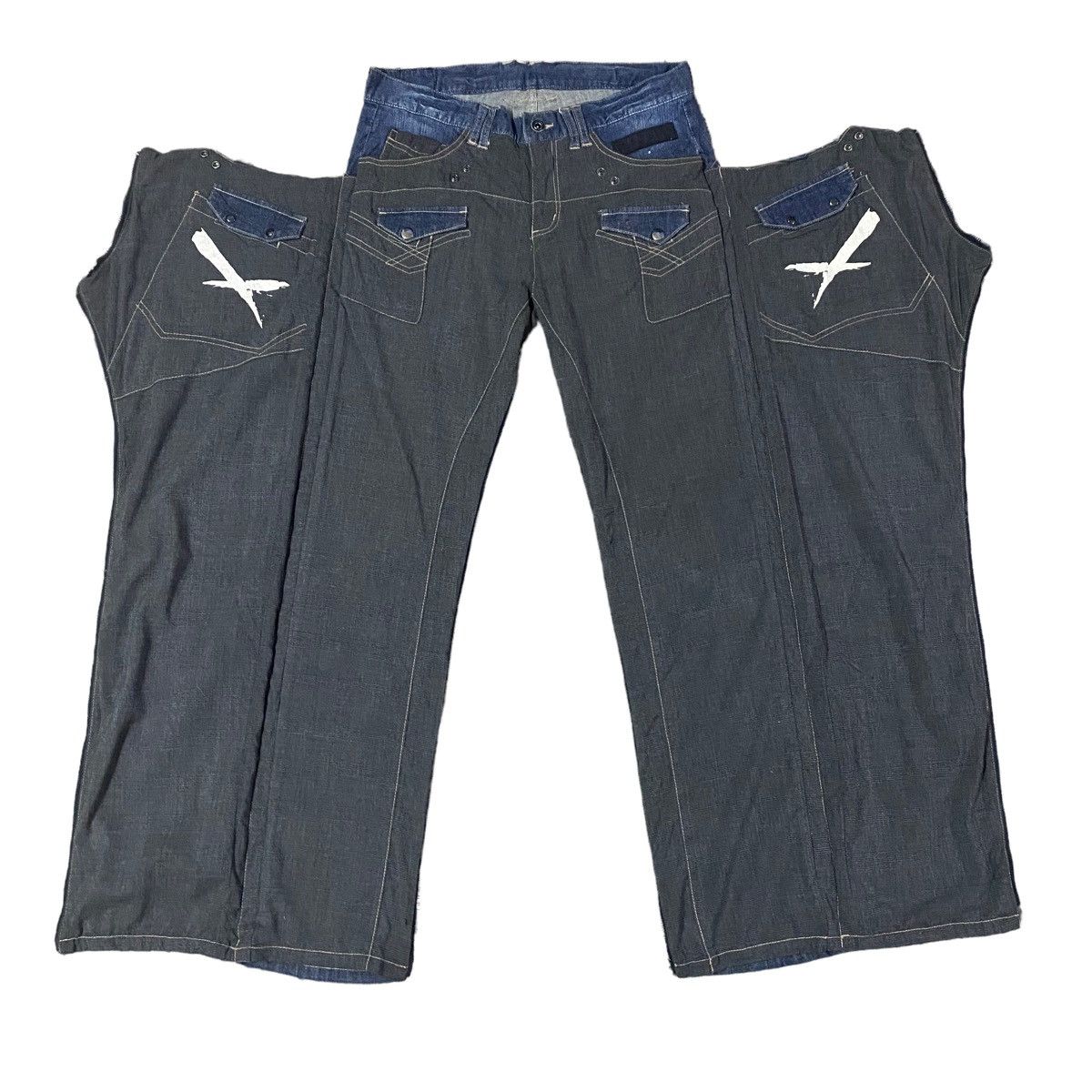 image of Ppfm Anarchy Tactical Denim Reversible Jeans in Gray/Blue, Men's (Size 32)